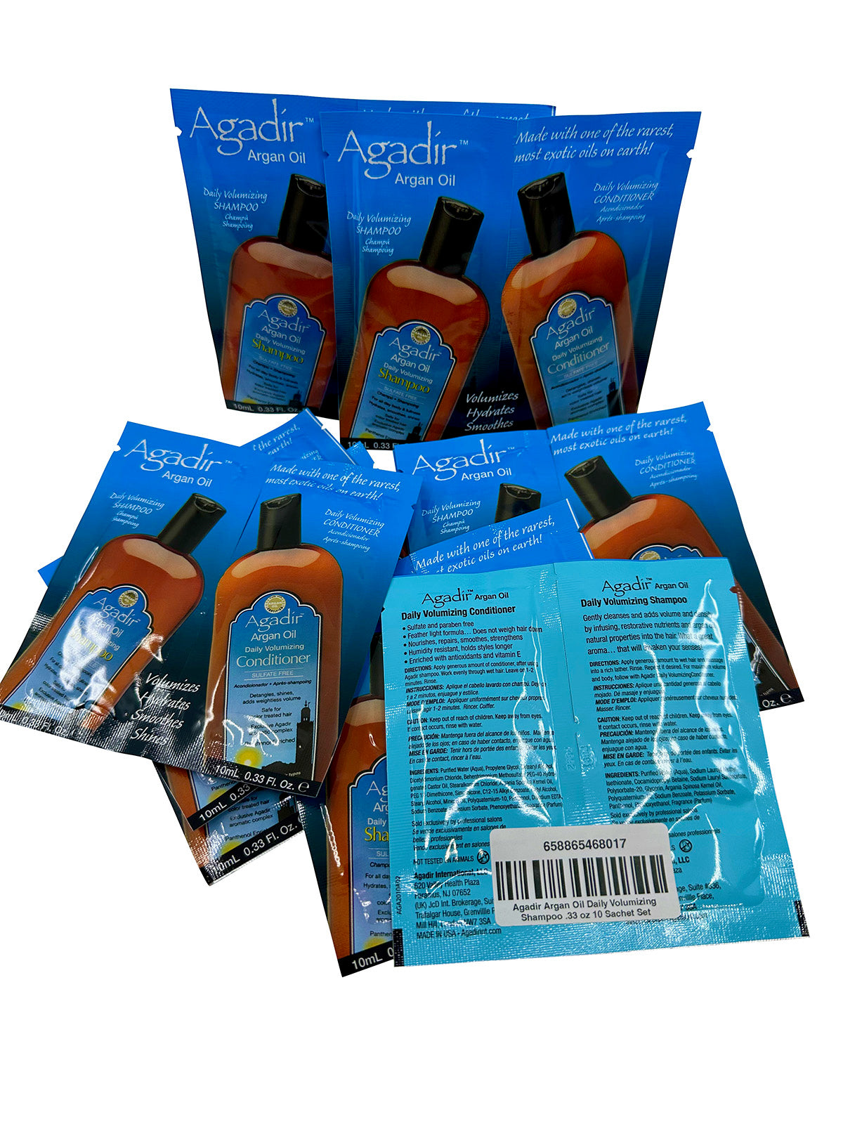 Agadir Argan Oil Volumizing Shampoo & Conditioner .33 OZ 10 Sachet Set