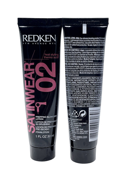 Redken Satinwear 02 Prepping Blow Dry Lotion 1 OZ Set of 2