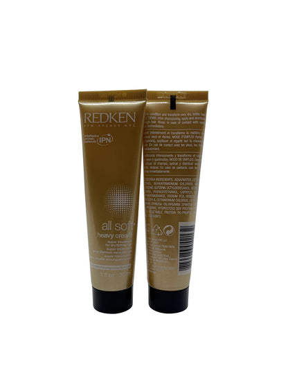 Redken All Soft Heavy Cream Treatment Mask Dry & Brittle Hair 1 OZ Set of 2