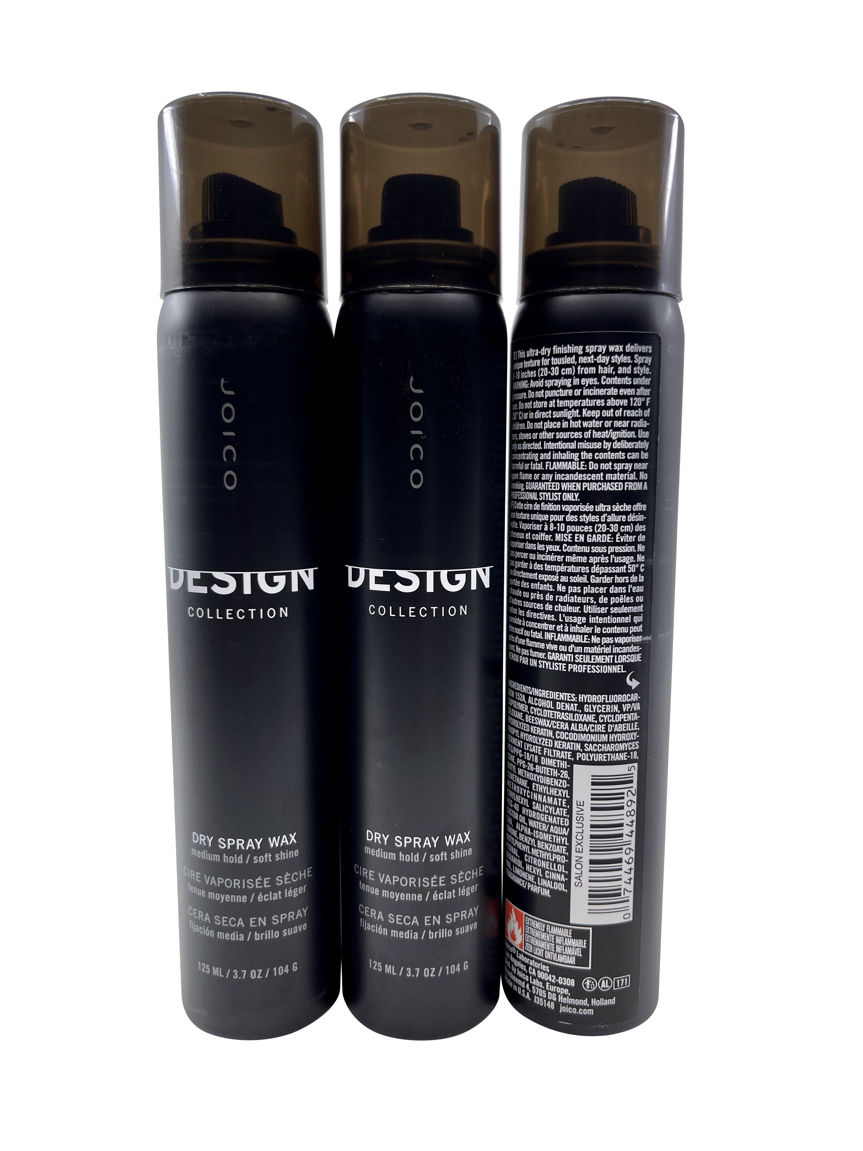 Joico Design Collection Dry Spray Wax Medium Hold Soft Shine 3.7 OZ Set of 3