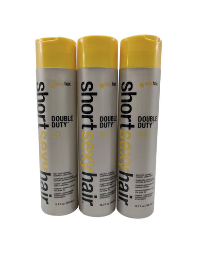 Sexy Hair Double Duty Deep Cleansing Shampoo & Conditioner 10.1 OZ Set of 3