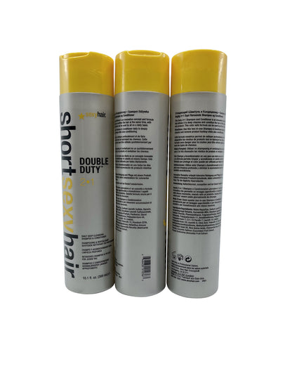 Sexy Hair Double Duty Deep Cleansing Shampoo & Conditioner 10.1 OZ Set of 3