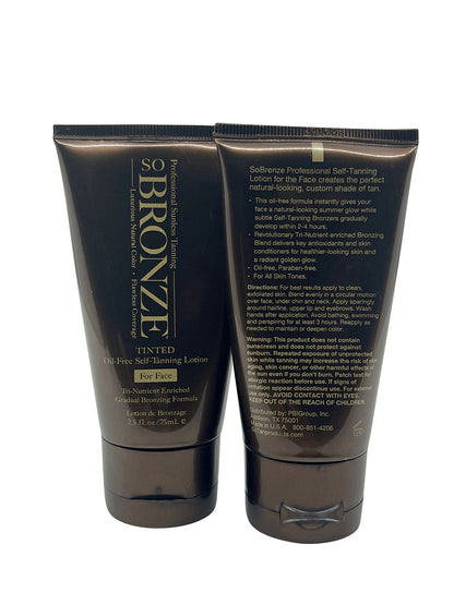 So Bronze Tinted Oil Free Self Tanning Lotion for Face 2.5 OZ Set of 2