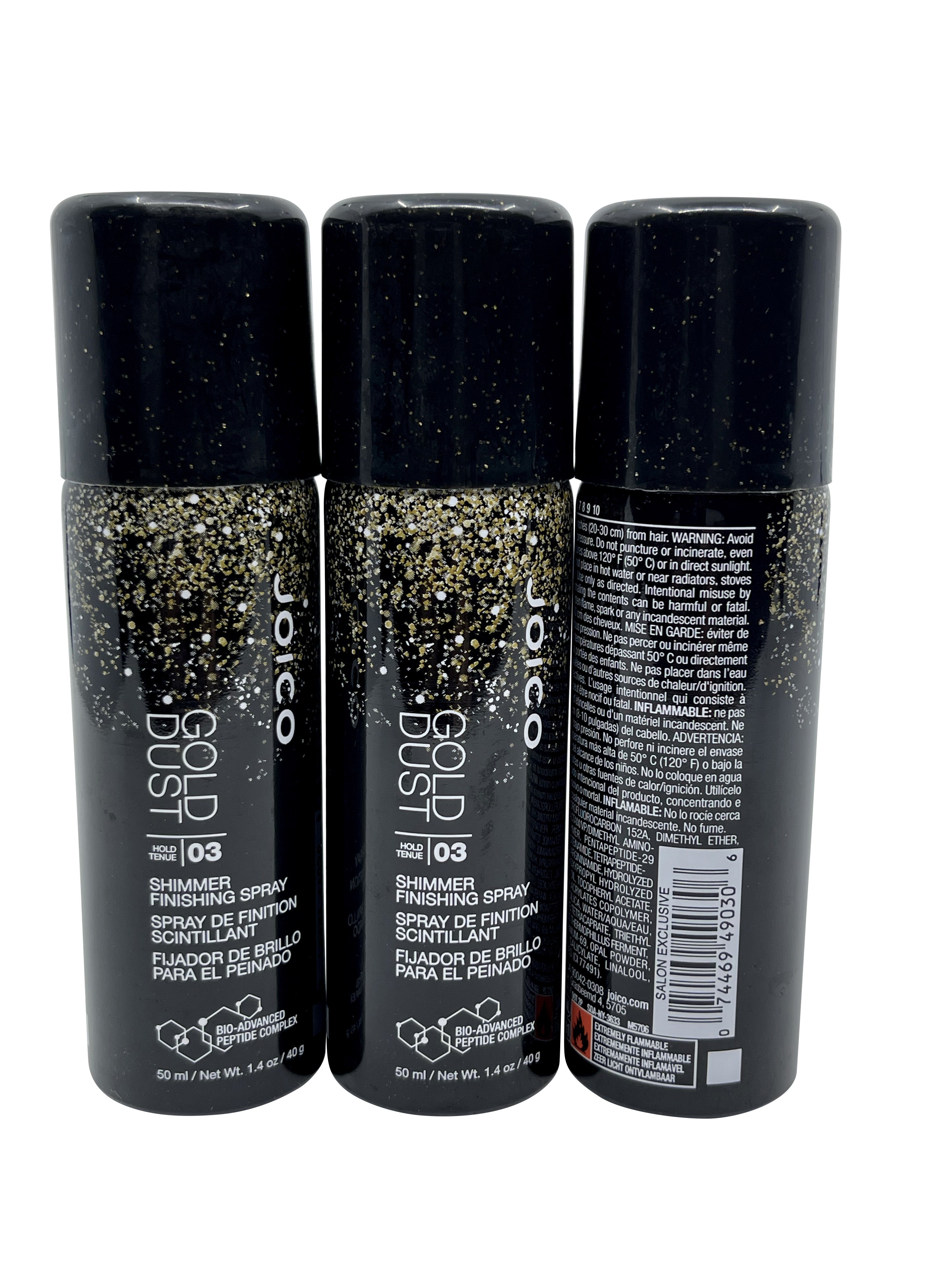 Joico Gold Dust Shimmer Finishing Spray Hold level 3 1.4 OZ Set of 3