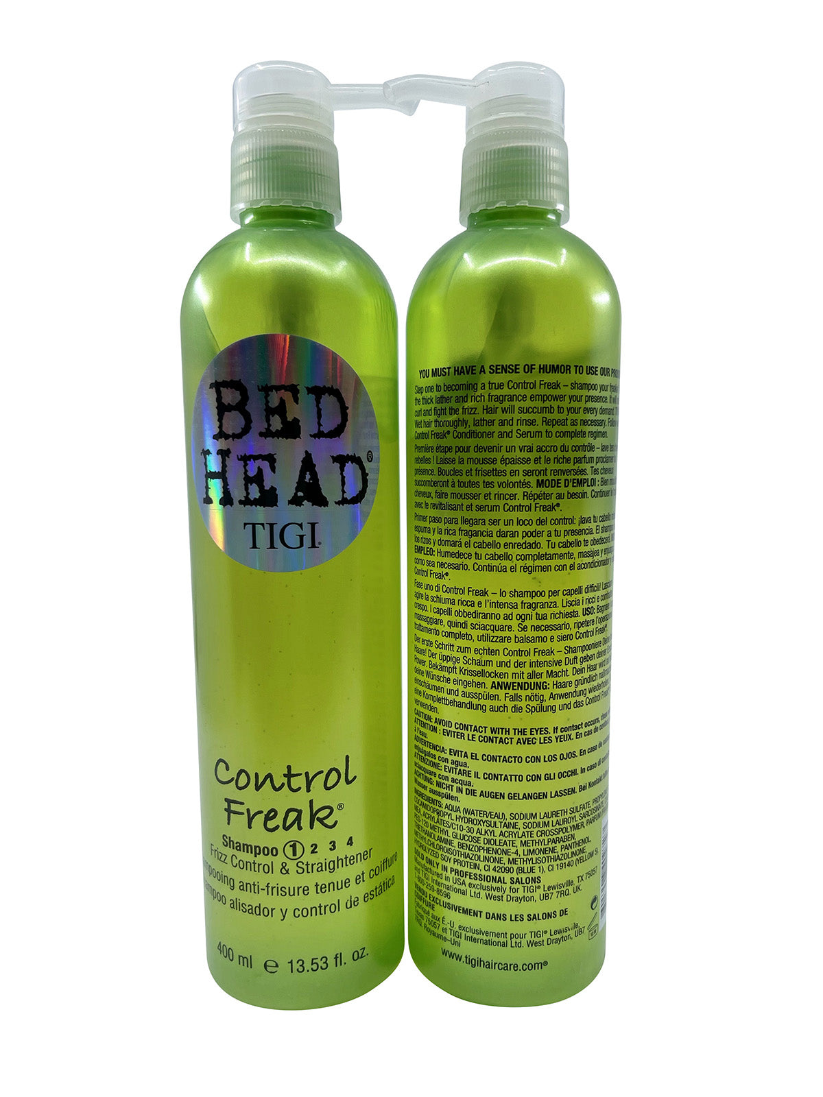 TIGI Bed Head Control Freak Shampoo Frizz Control Straightener 13.53 OZ Set of 2