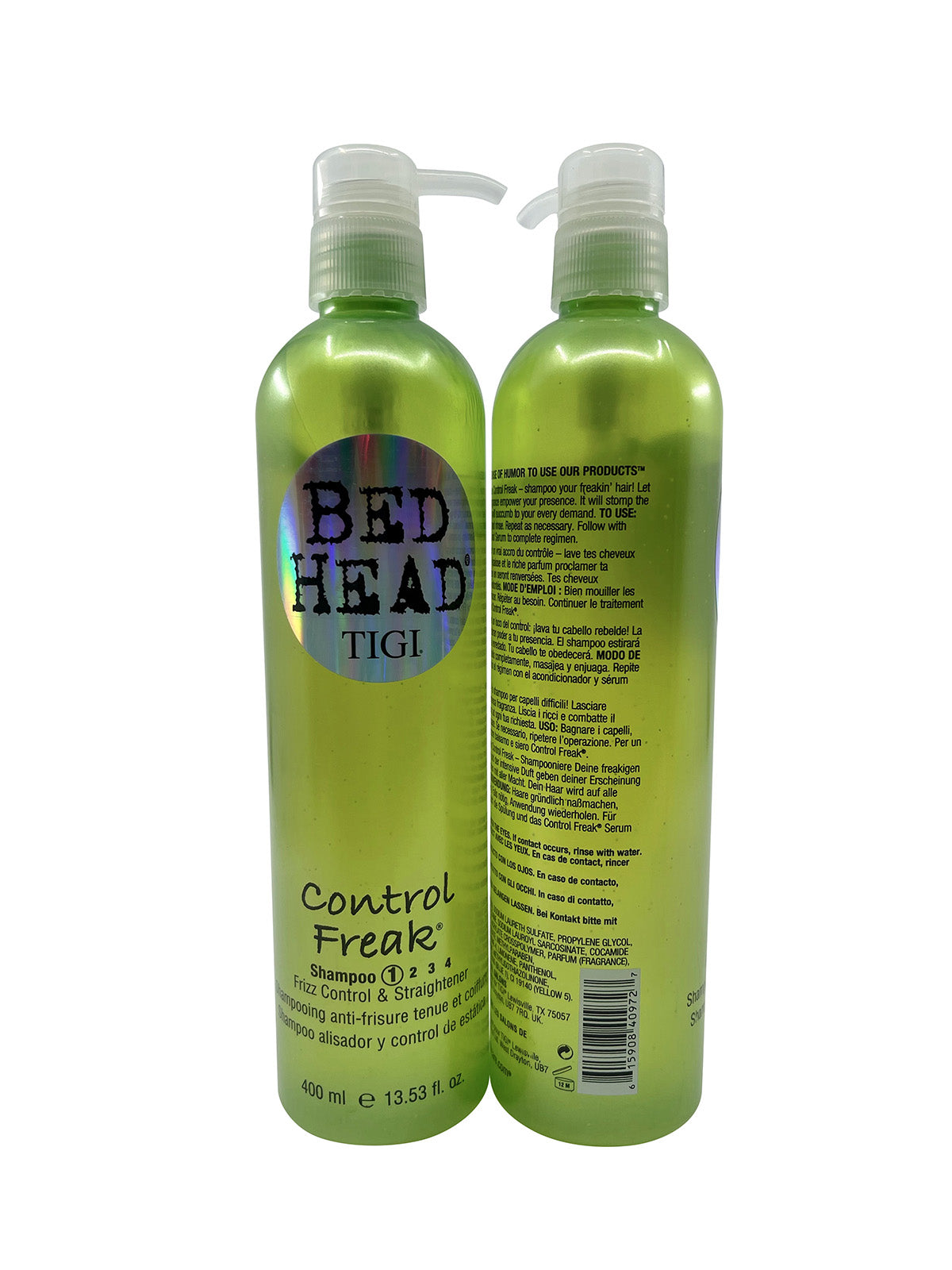 TIGI Bed Head Control Freak Shampoo Frizz Control Straightener 13.53 OZ Set of 2