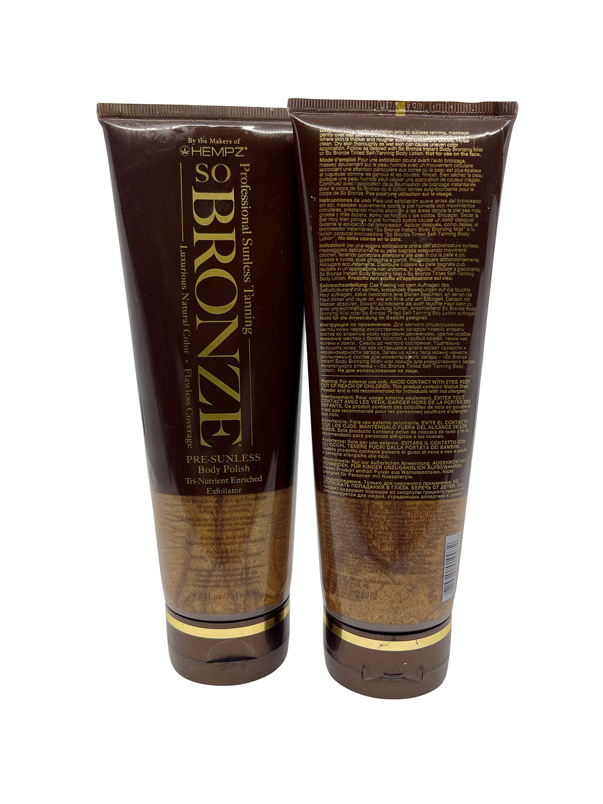 Hempz So Bronze Pre Sunless Body Polish 8.5 OZ Set of 2