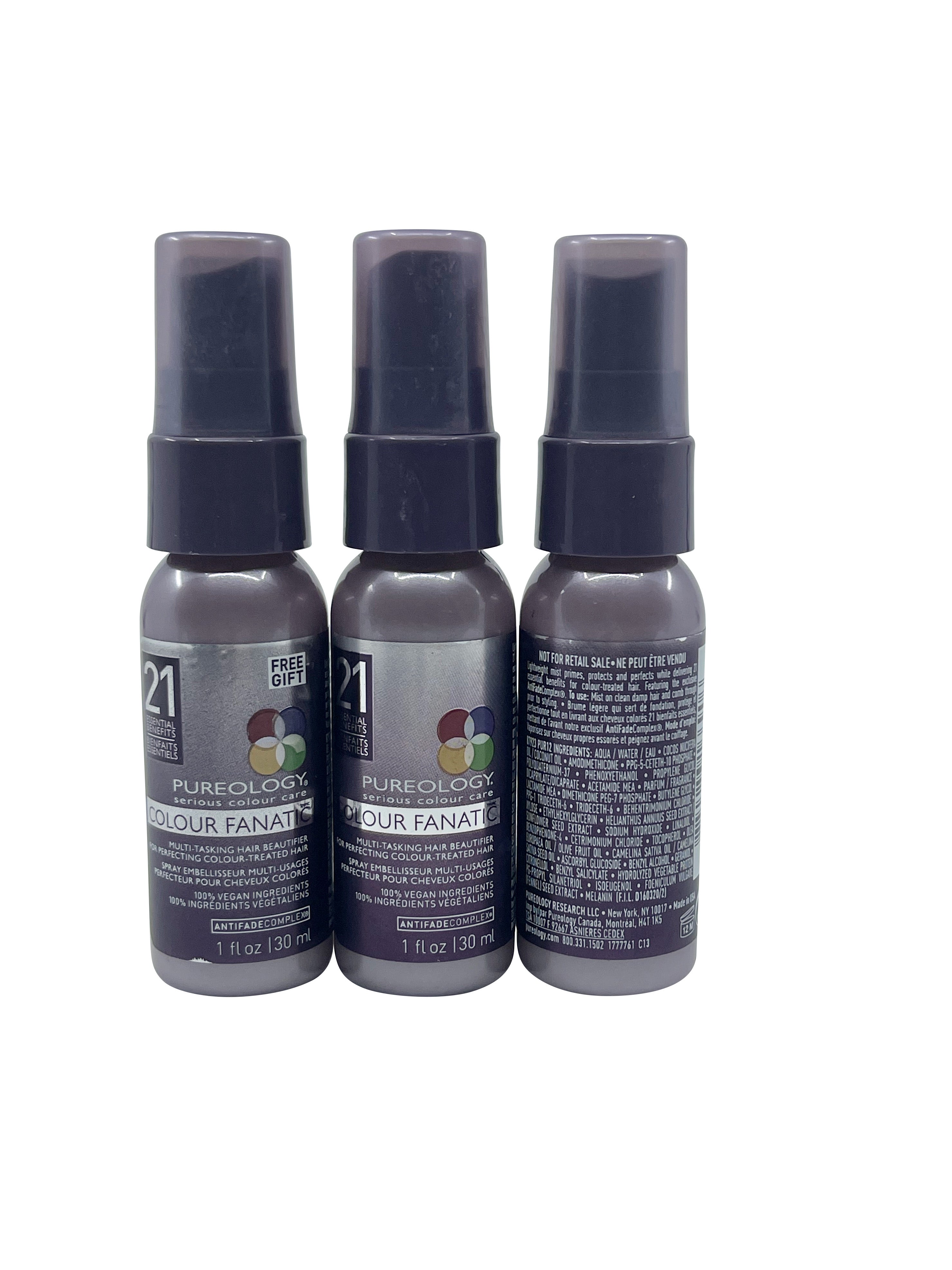 Pureology Colour Fanatic Multi Tasking Hair Beautifier 1 OZ Set of 3