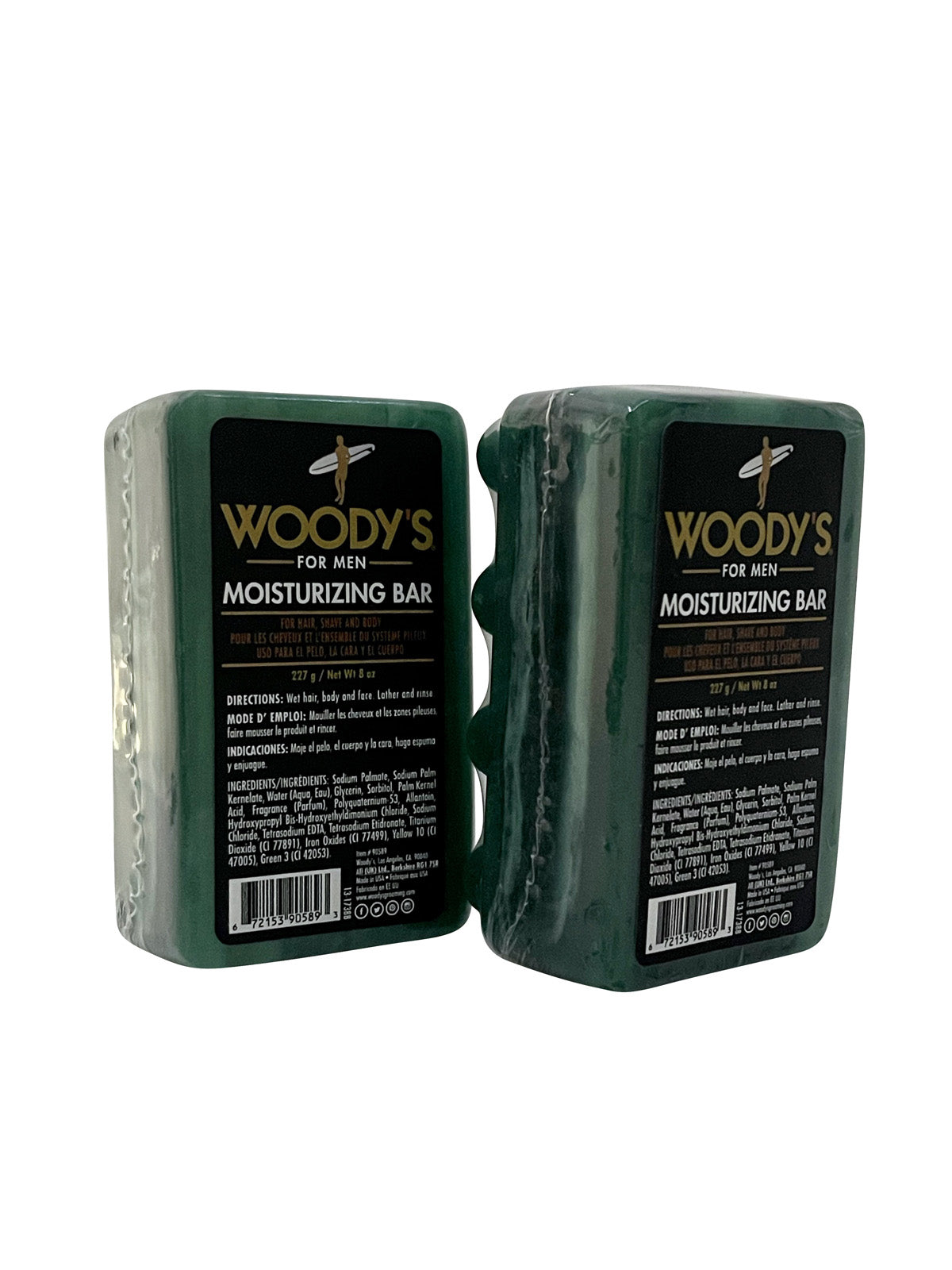 Woody's for Men Moisturizing Bar For Hair, Shave & Body 8 OZ Set of 2