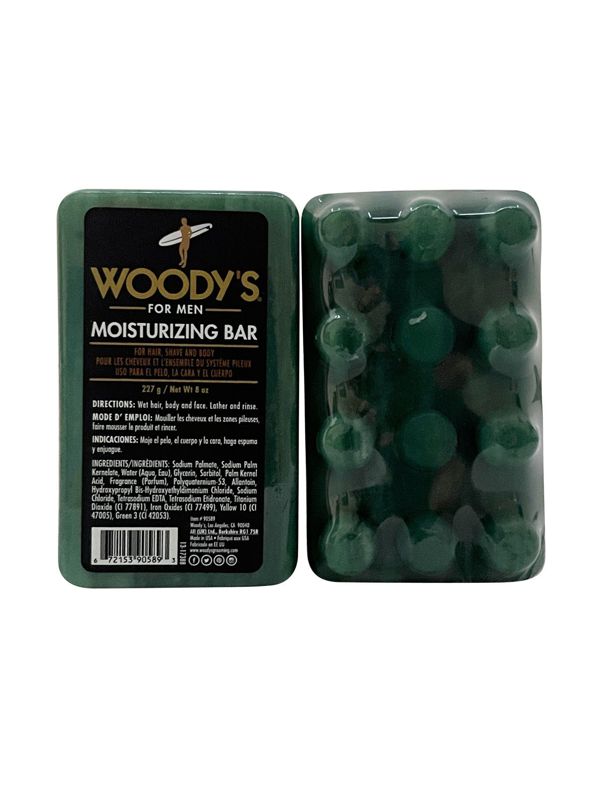 Woody's for Men Moisturizing Bar For Hair, Shave & Body 8 OZ Set of 2