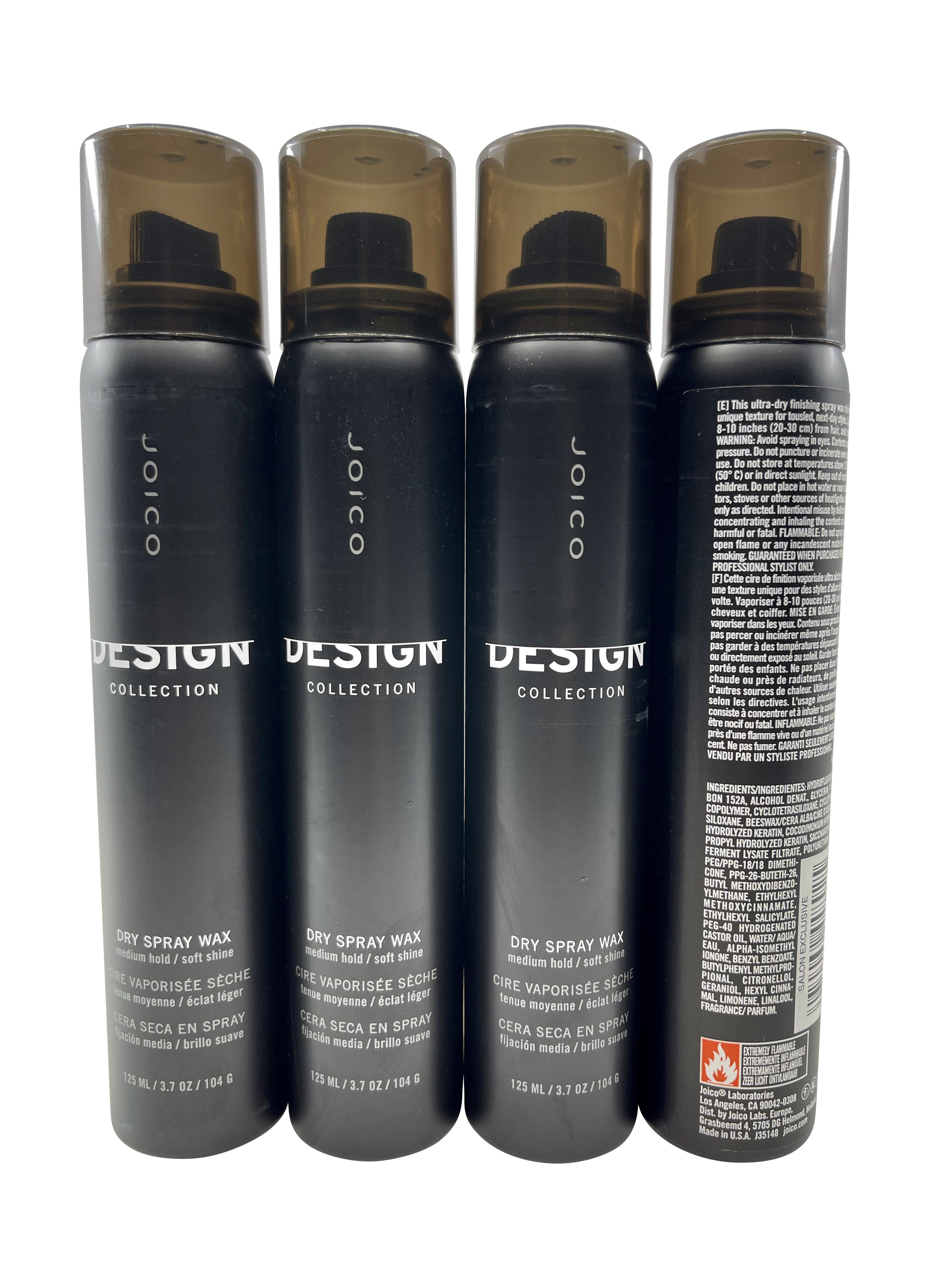 Joico Design Collection Dry Spray Wax Medium Hold Soft Shine 3.7 OZ Set of 4