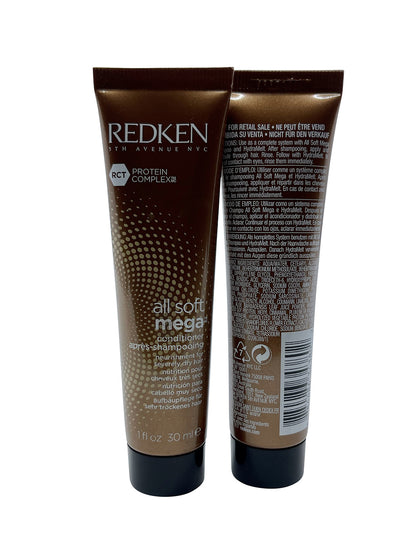 Redken All Soft Mega Conditioner Dry & Brittle Hair 1 OZ Set of 2