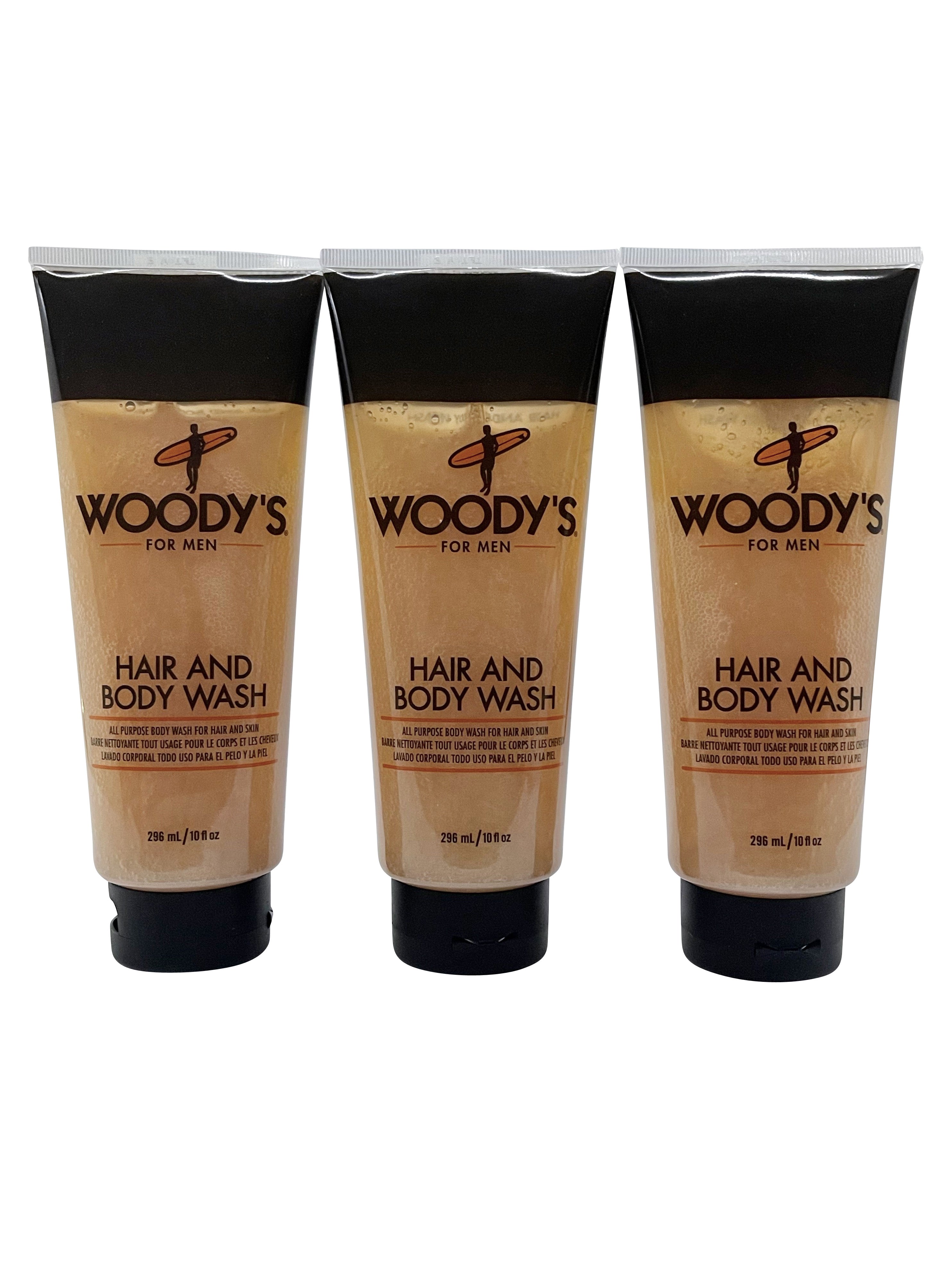 Woody's for Men Hair and Body Wash 10 OZ Set of 3