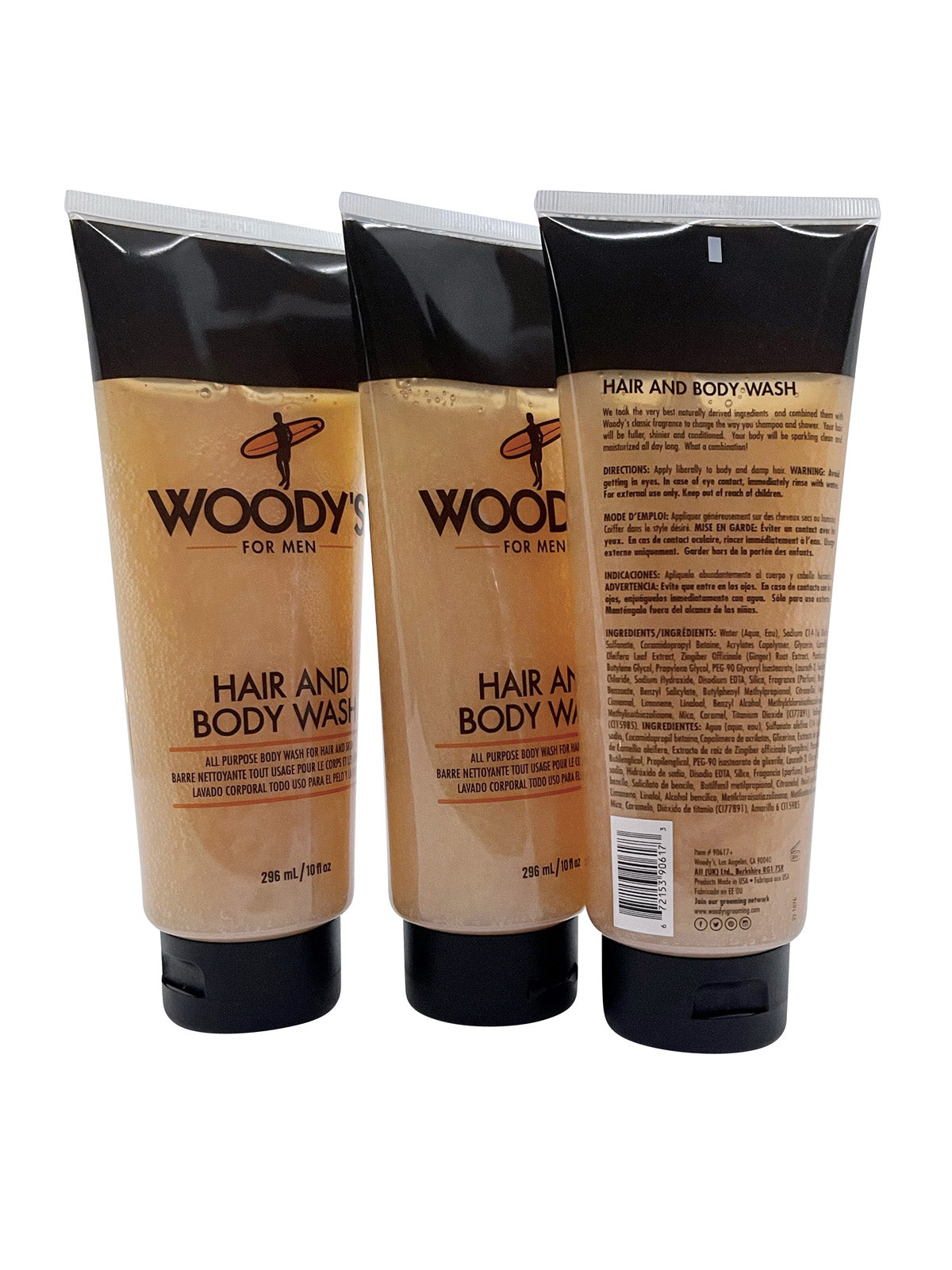 Woody's for Men Hair and Body Wash 10 OZ Set of 3