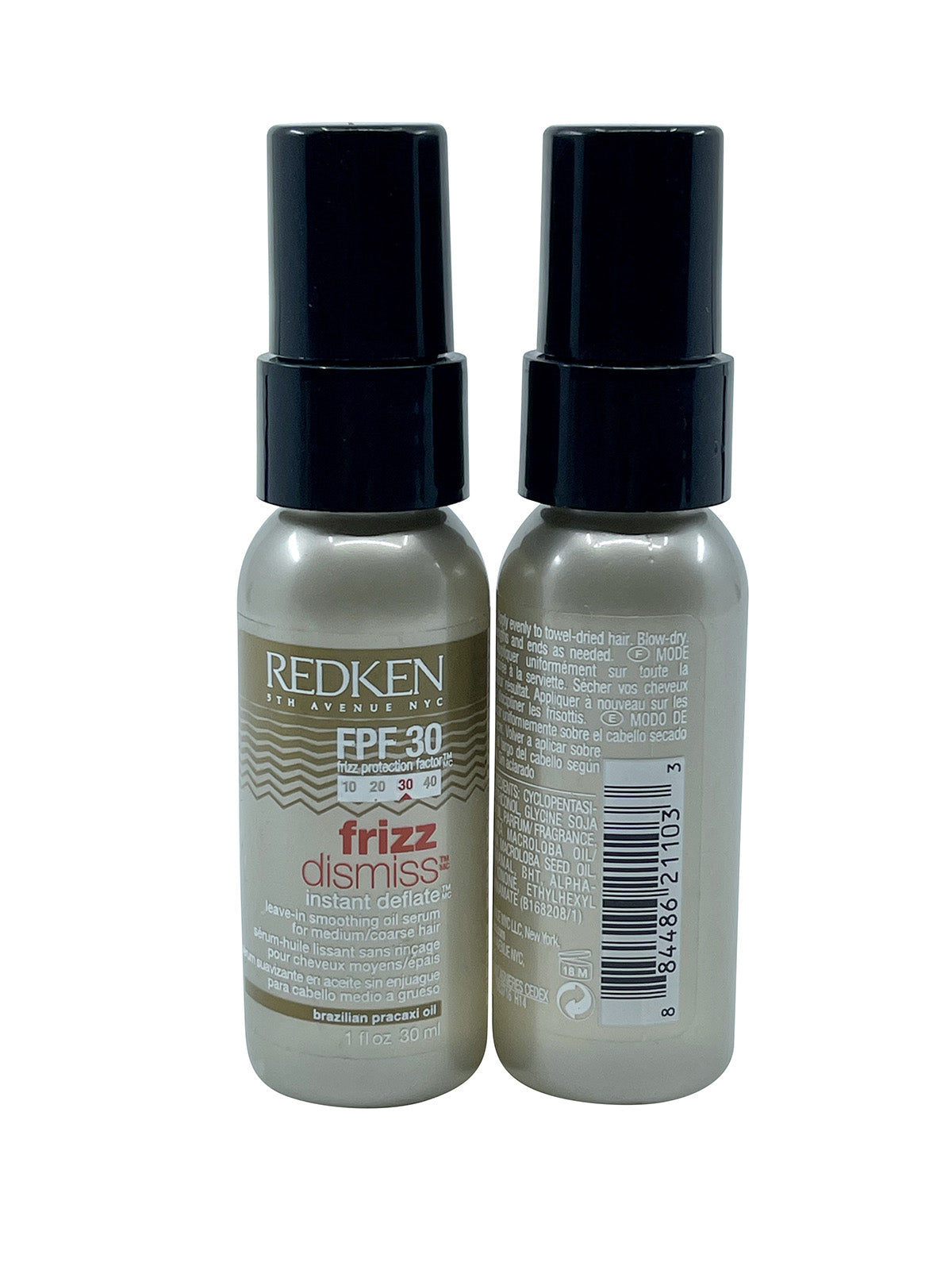 Redken Frizz Dismiss Deflate Leave in Smoothing Oil Serum 1 OZ set of 2 Level 30