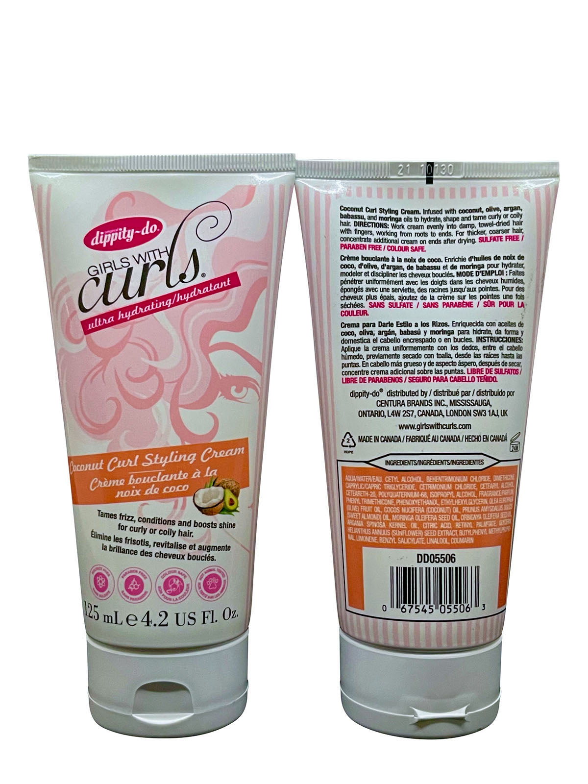 Dippity Do Girls with Curls Coconut Curl Styling Cream 4.2 OZ Pack of 2