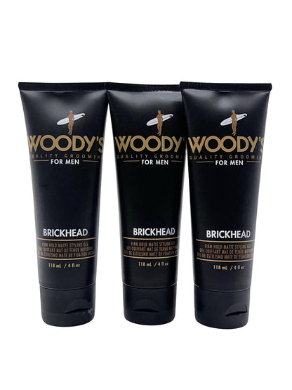 Woody's for Men Brickhead Firm Hold Styling Gel 4 OZ Set of 3