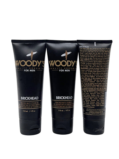 Woody's for Men Brickhead Firm Hold Styling Gel 4 OZ Set of 3