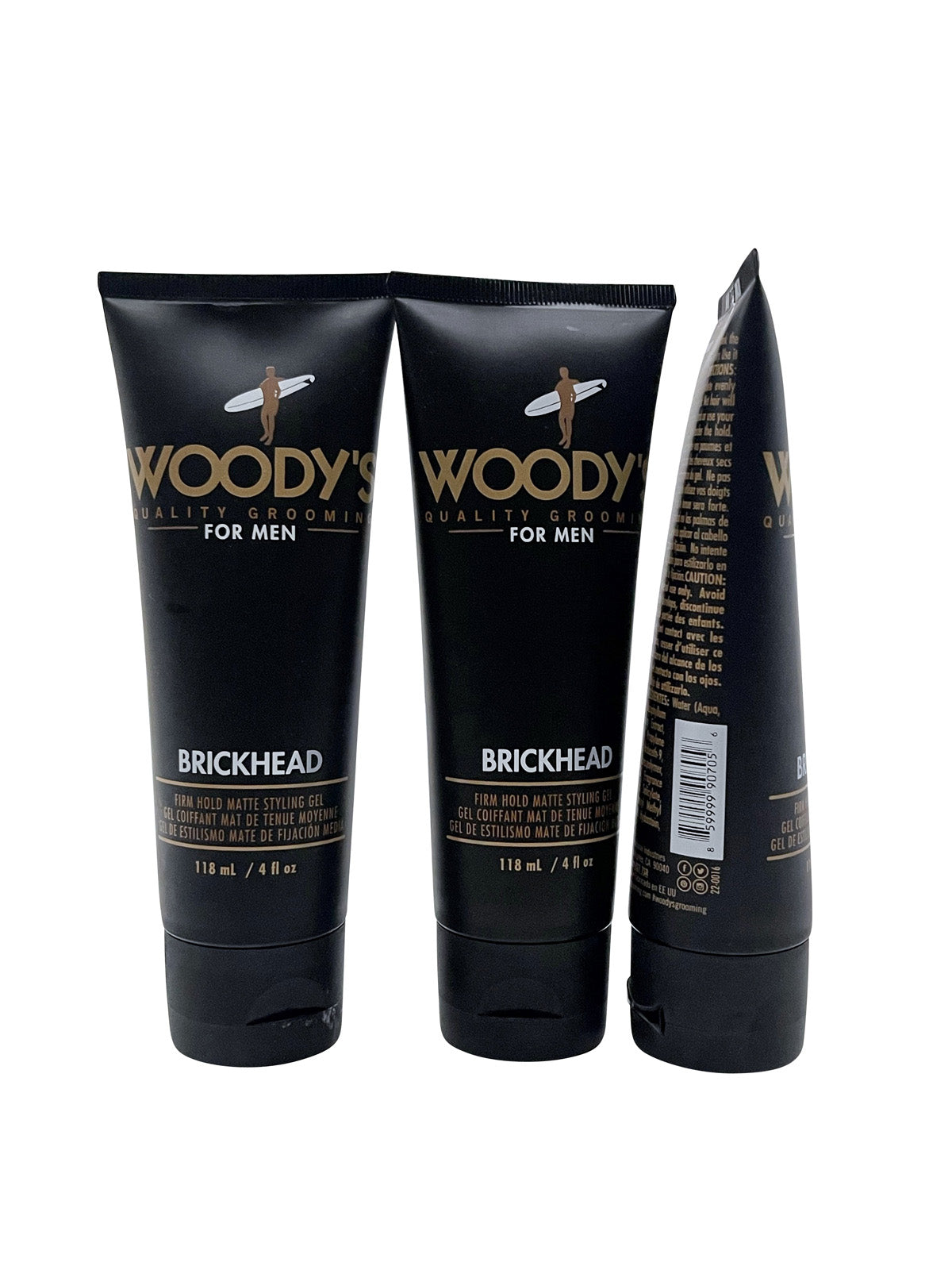 Woody's for Men Brickhead Firm Hold Styling Gel 4 OZ Set of 3