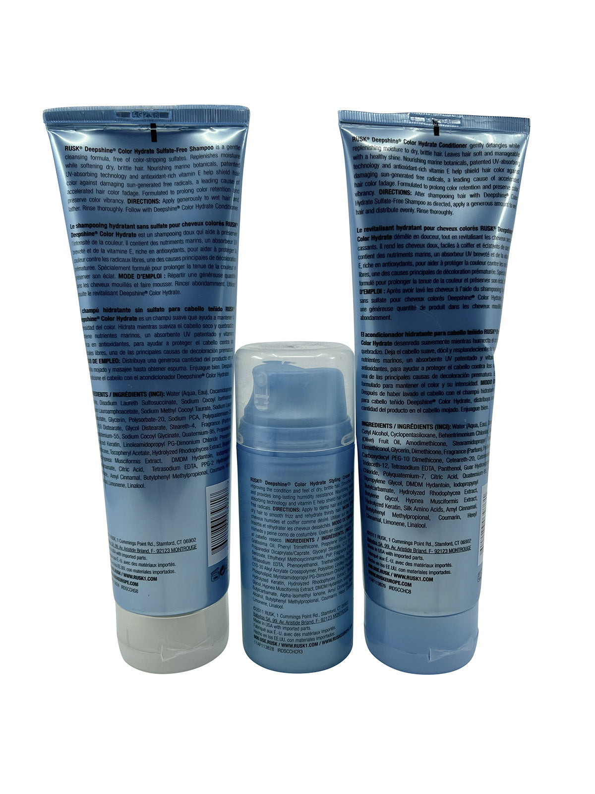 Rusk Deep Shine Shampoo & Conditioner Set 8.5 OZ Each & Styling Cream 3.2 OZ