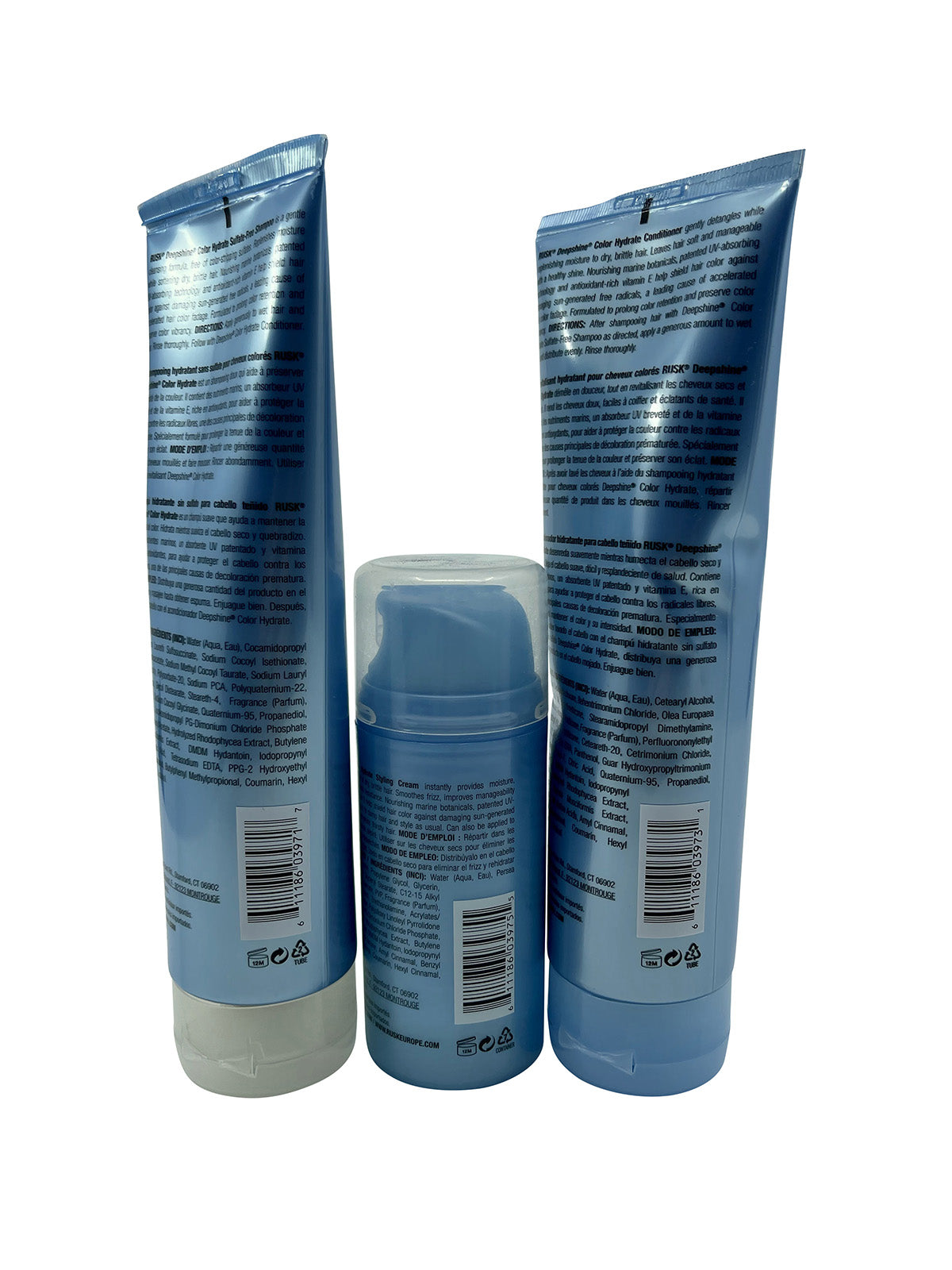 Rusk Deep Shine Shampoo & Conditioner Set 8.5 OZ Each & Styling Cream 3.2 OZ