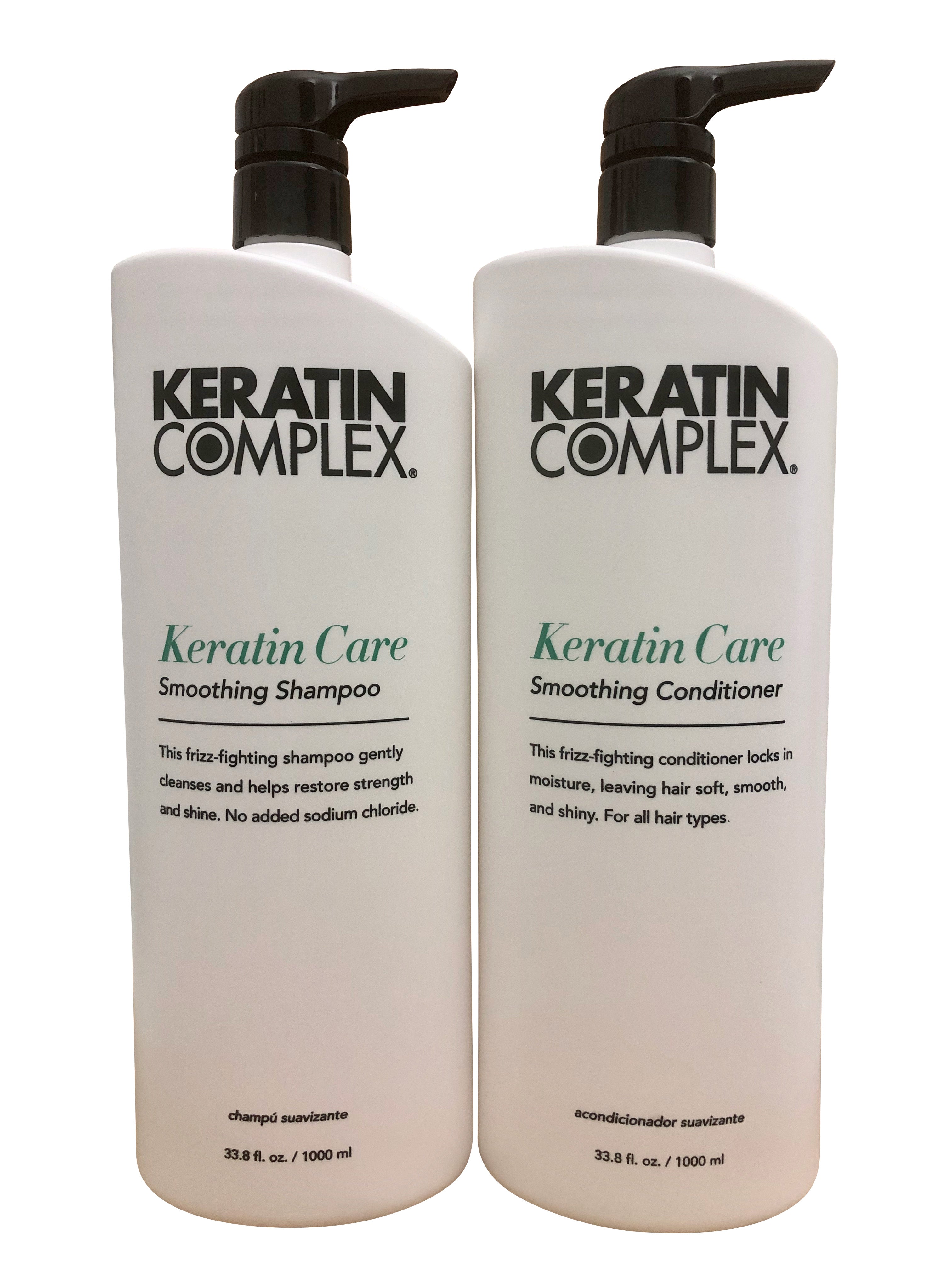 Keratin Complex KERATIN CARE Smoothing Shampoo & Conditioner SET (w/Sleek Comb Frizz-Fighting, No Added Sodium Chloride 33.8 Oz