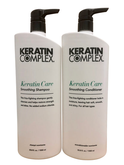 Keratin Complex KERATIN CARE Smoothing Shampoo & Conditioner SET (w/Sleek Comb Frizz-Fighting, No Added Sodium Chloride 33.8 Oz