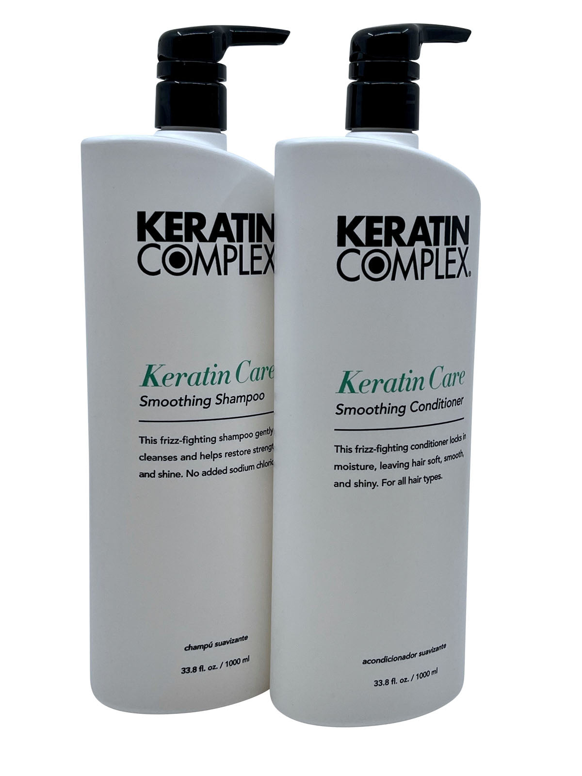 Keratin Complex KERATIN CARE Smoothing Shampoo & Conditioner SET (w/Sleek Comb Frizz-Fighting, No Added Sodium Chloride 33.8 Oz