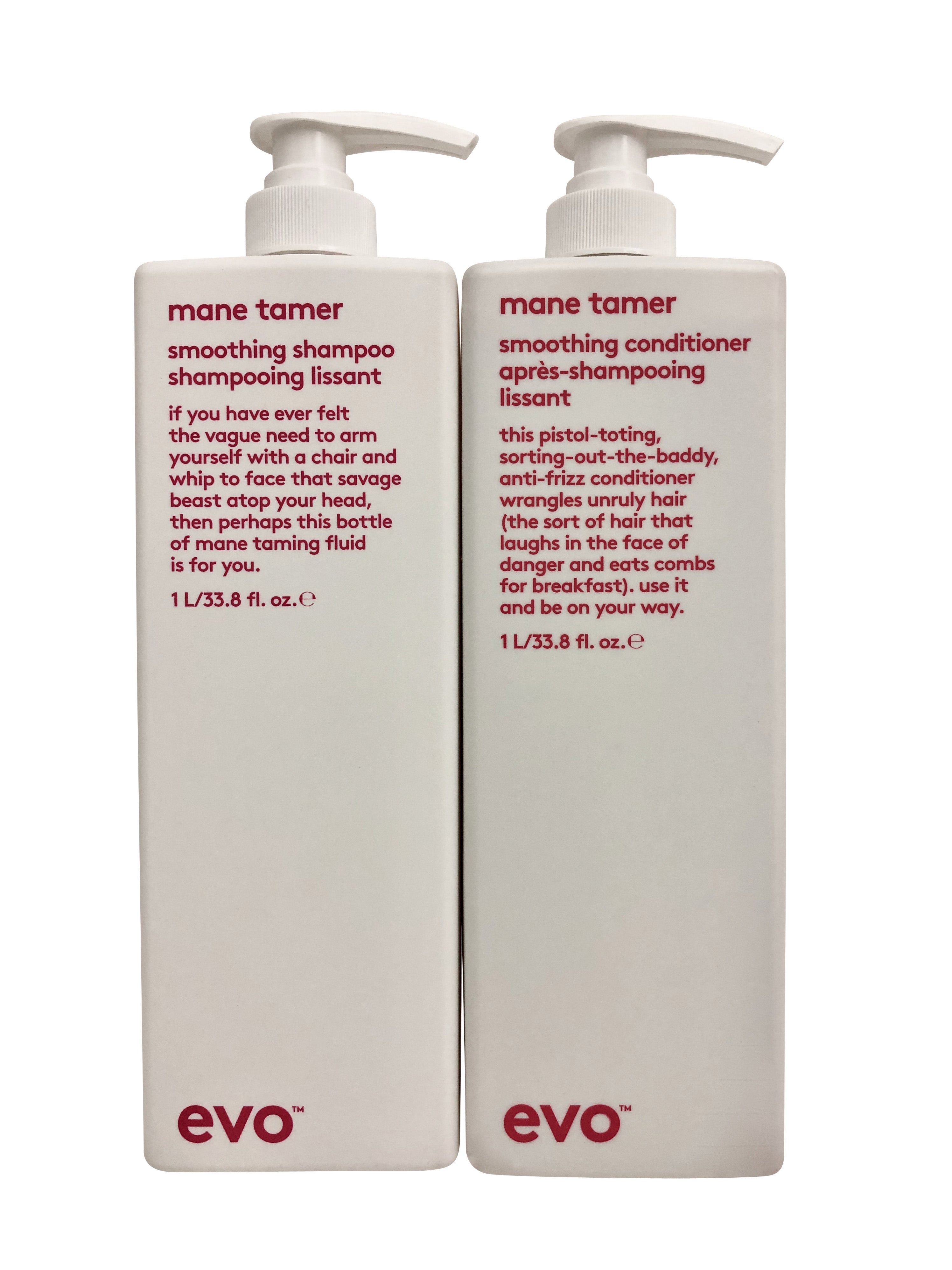 evo Mane Tamer Smoothing Shampoo & Conditioner Set 33.8 OZ Each