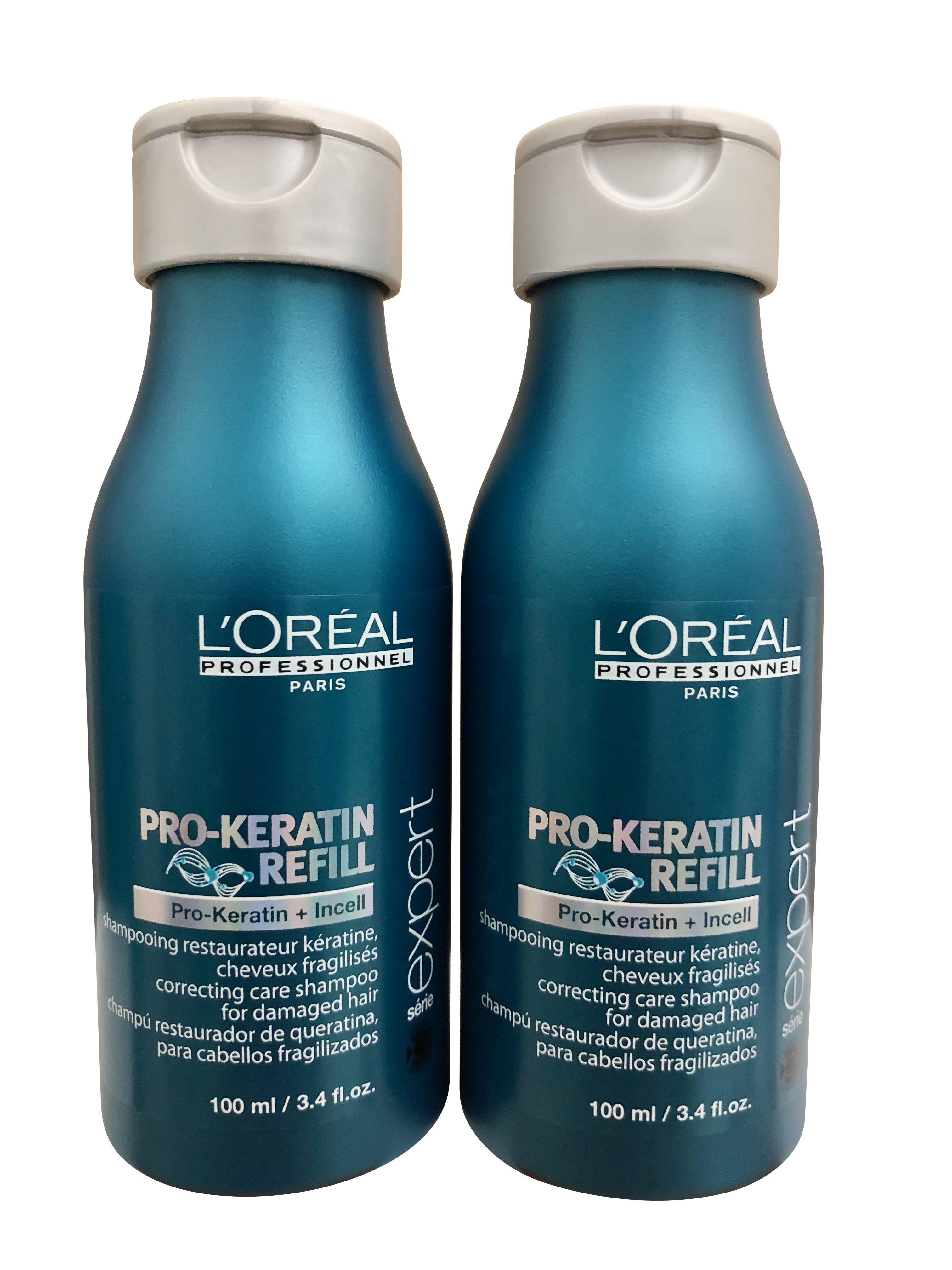 L'Oreal Pro Keratin Refill Travel Shampoo 3.4 OZ Set of Two