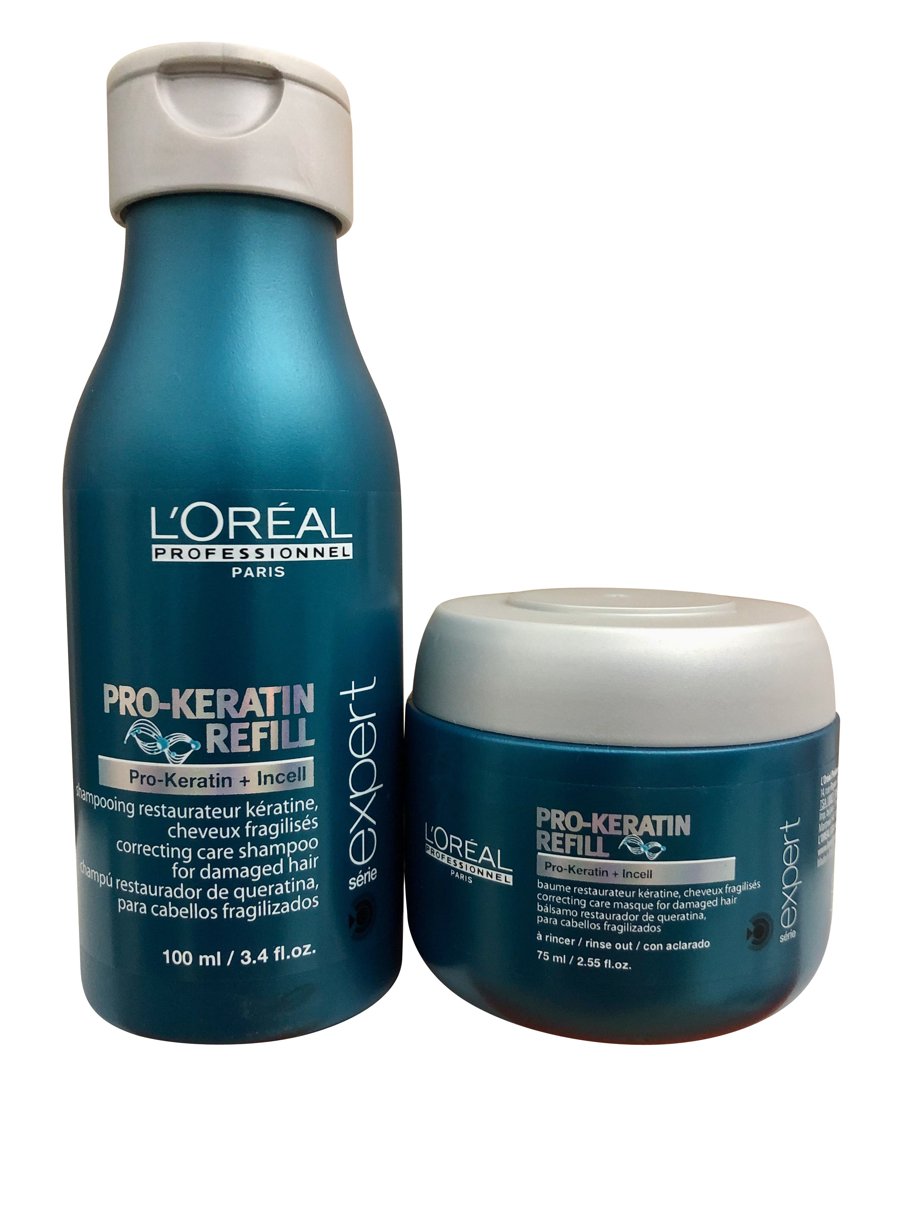 L'Oreal Pro Keratin Refill Travel Shampoo 3.4 OZ & Masque 2.55 OZ set