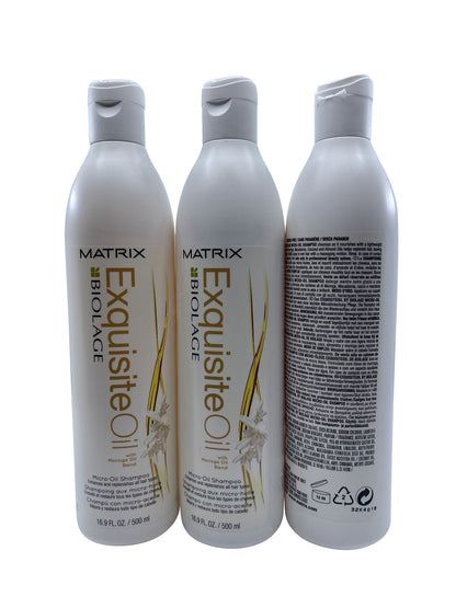 Matrix Biolage Micro Oil Shampoo Moringa Oil All Hair Types 16.9 OZ Set of 3