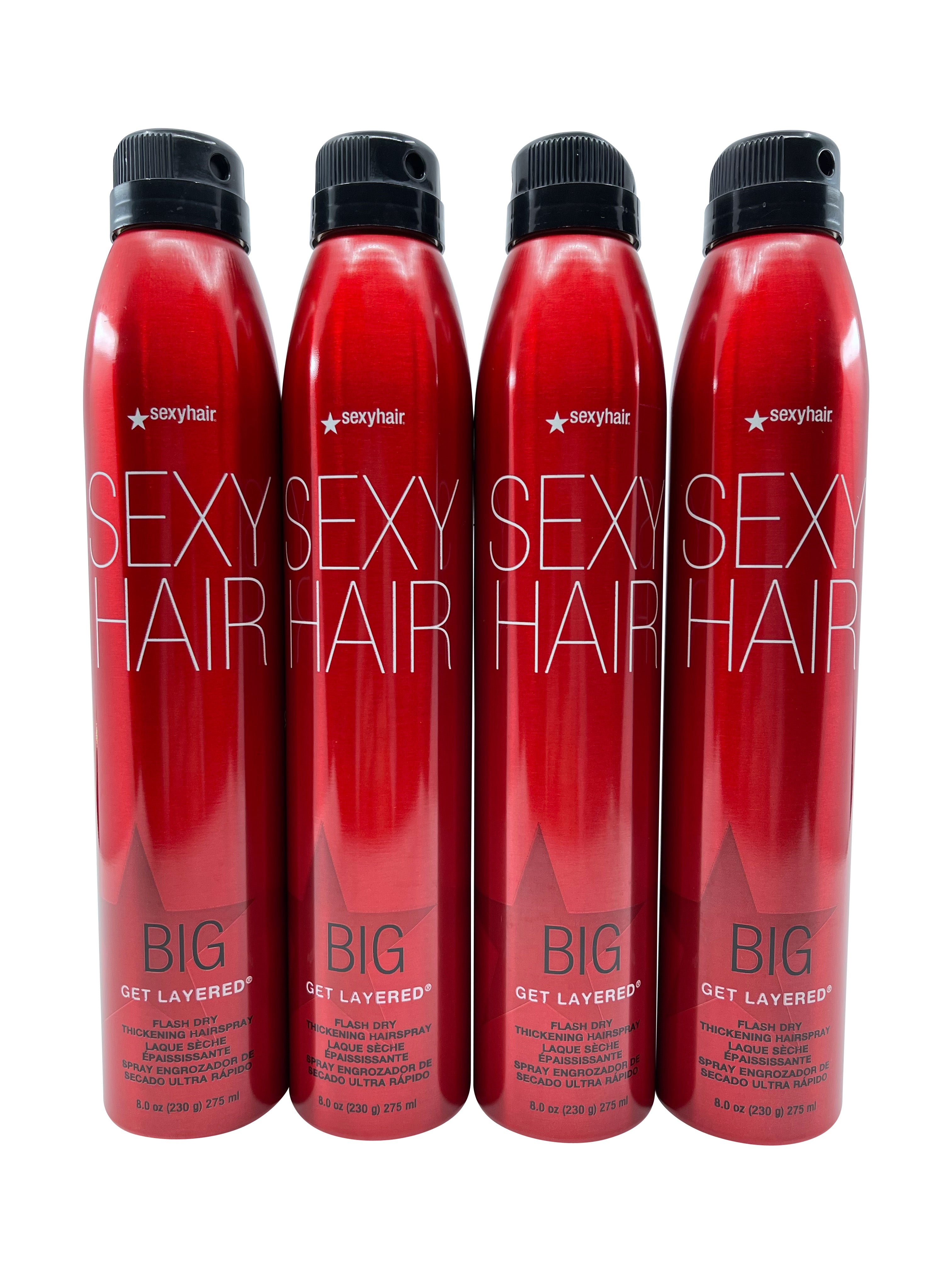 Sexy Hair Big Get Layered Flash dry Thickening Hairspray 8 OZ Set of 4