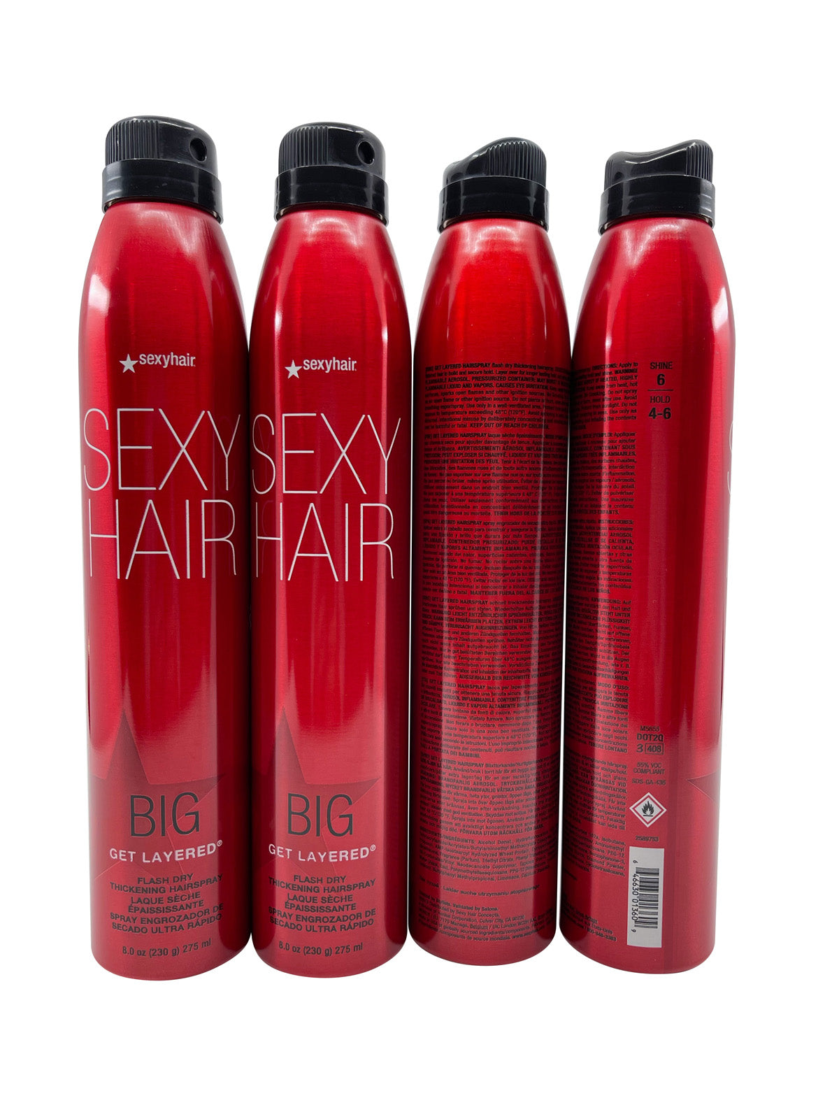 Sexy Hair Big Get Layered Flash dry Thickening Hairspray 8 OZ Set of 4