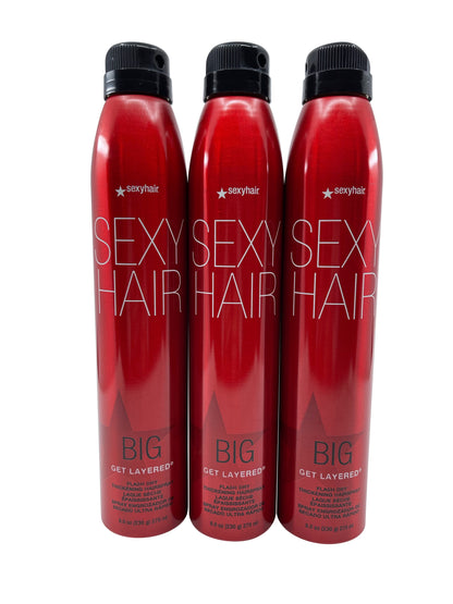 Sexy Hair Big Get Layered Flash dry Thickening Hairspray 8 OZ Set of 3