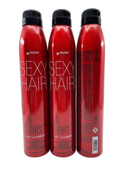 Sexy Hair Big Get Layered Flash dry Thickening Hairspray 8 OZ Set of 3