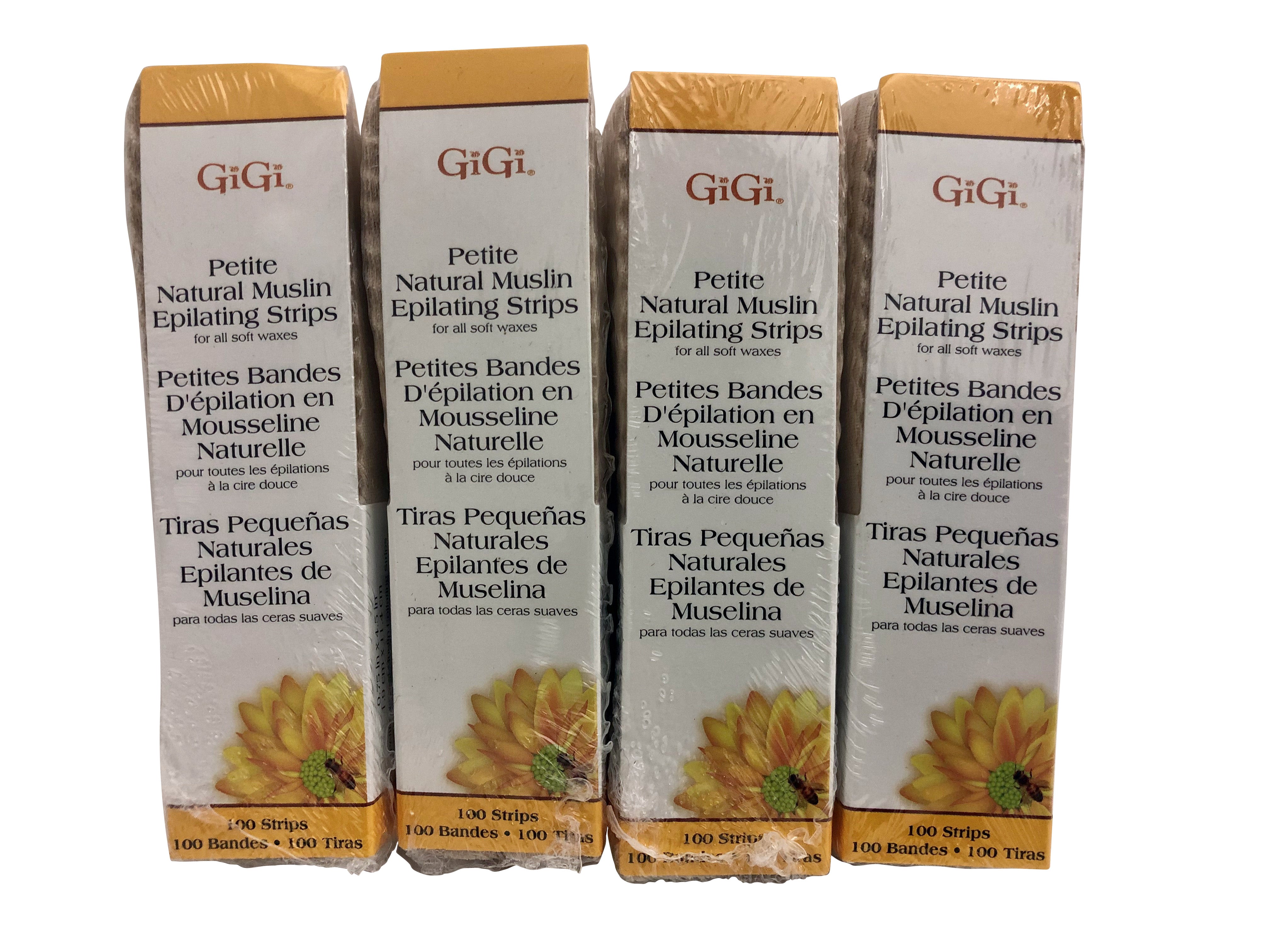 GiGi Petite Natural Muslin Epilating Strips for All Soft Waxes 100 CT Pack of 4