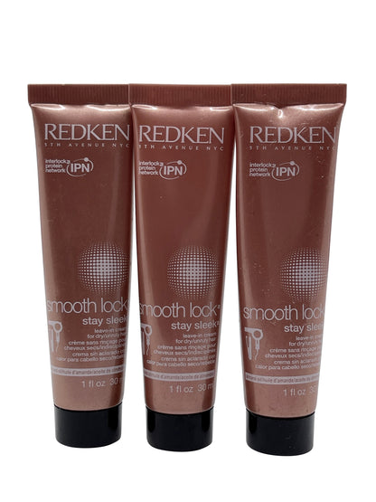 Redken Smooth Lock Stay Sleek Leave in Cream 1 OZ set of 3