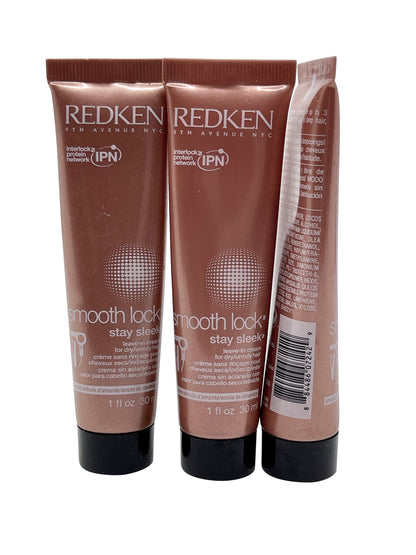 Redken Smooth Lock Stay Sleek Leave in Cream 1 OZ set of 3