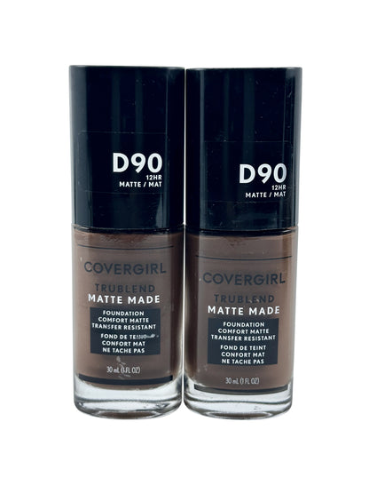 Cover Girl True Blend Matte Made Foundation D90 Espresso 1 OZ Set of 2