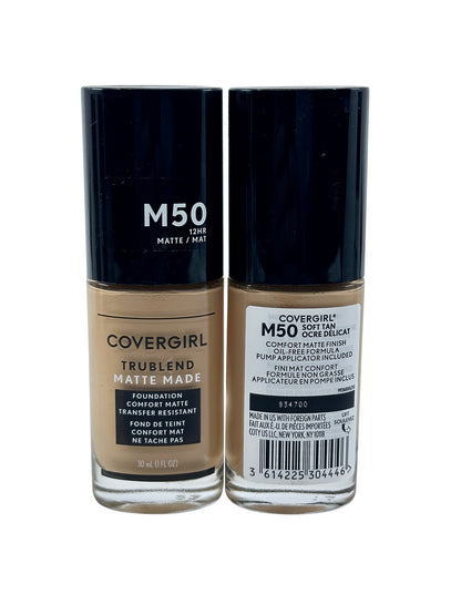 Cover Girl True Blend Matte Made Foundation M50 Soft Tan 1 OZ Set of 2