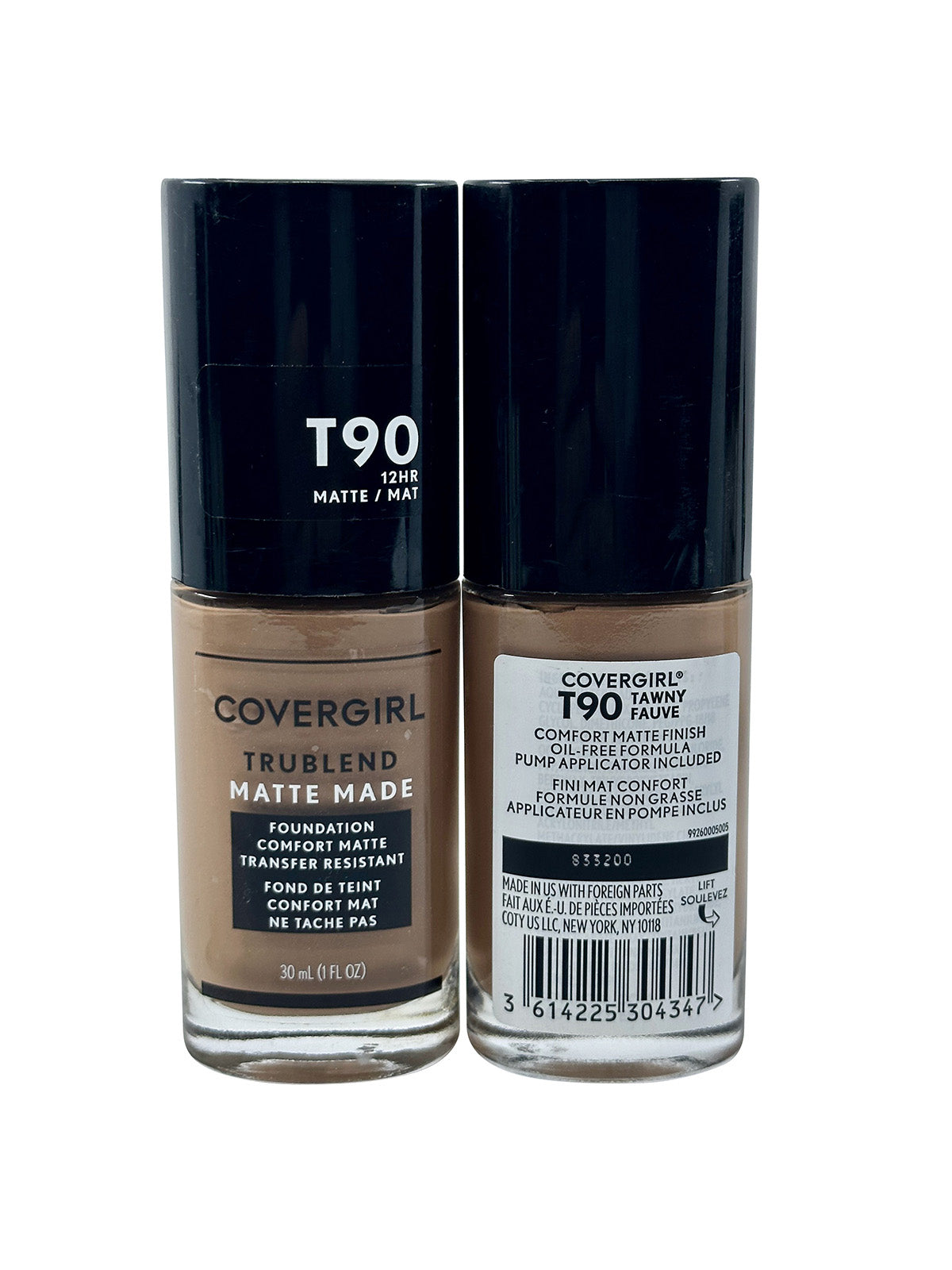 Cover Girl True Blend Matte Made Foundation T90 Tawny Fauve 1 OZ Set of 2