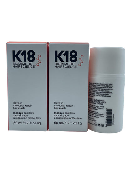 K18 Biometric Hairscience Leave In Molecular Repair Hair Mask 1.7 OZ Set of 2