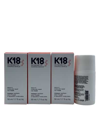 K18 Biometric Hairscience Leave In Molecular Repair Hair Mask 1.7 OZ Set of 3