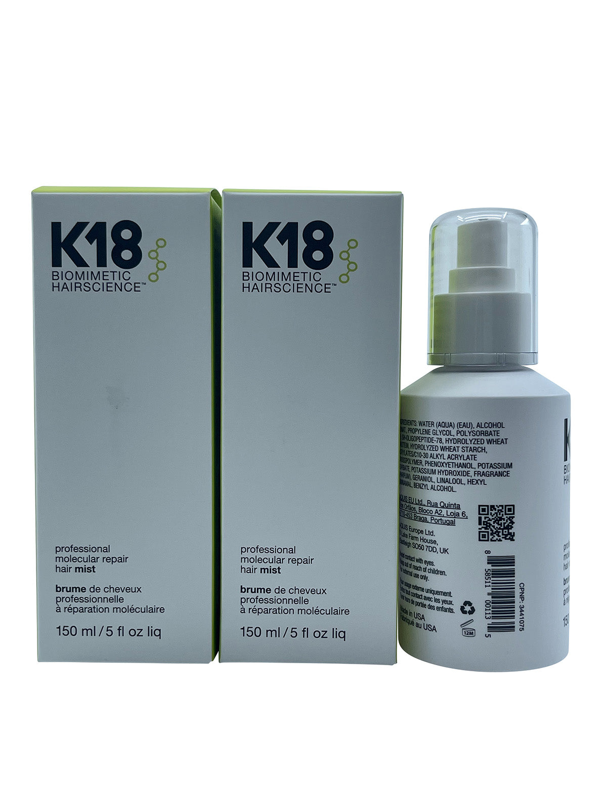 K18 Biometric Hairscience Professional Molecular Repair Hair Mist 5 OZ Set of 2