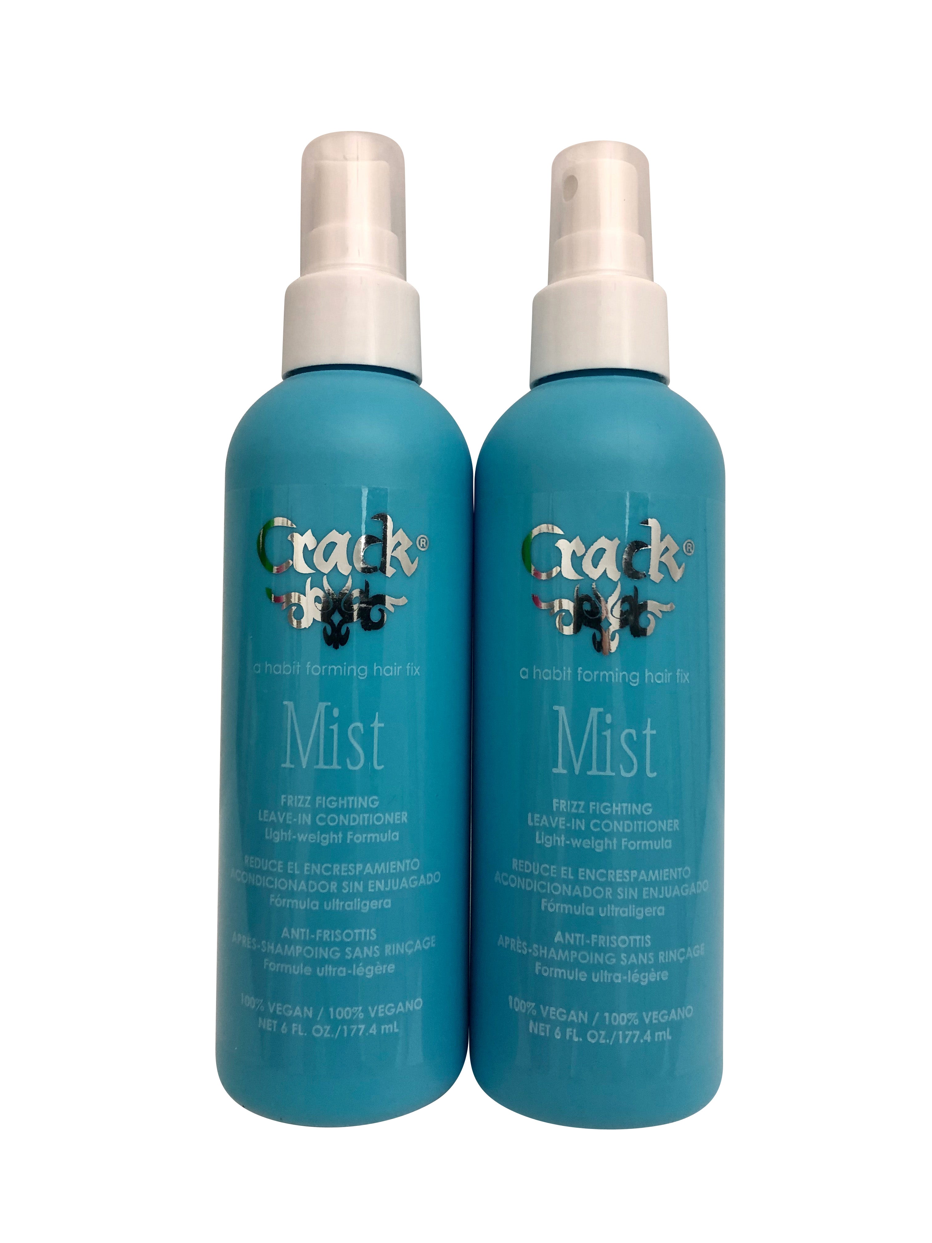 Crack Hair Fix Mist Spray Frizz Fighting Leave In Conditioner DUO 6 OZ Each