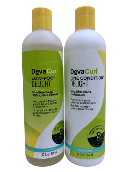 DevaCurl Low Poo Delight Cleanser & One Conditioner Delight Set 12 OZ Each