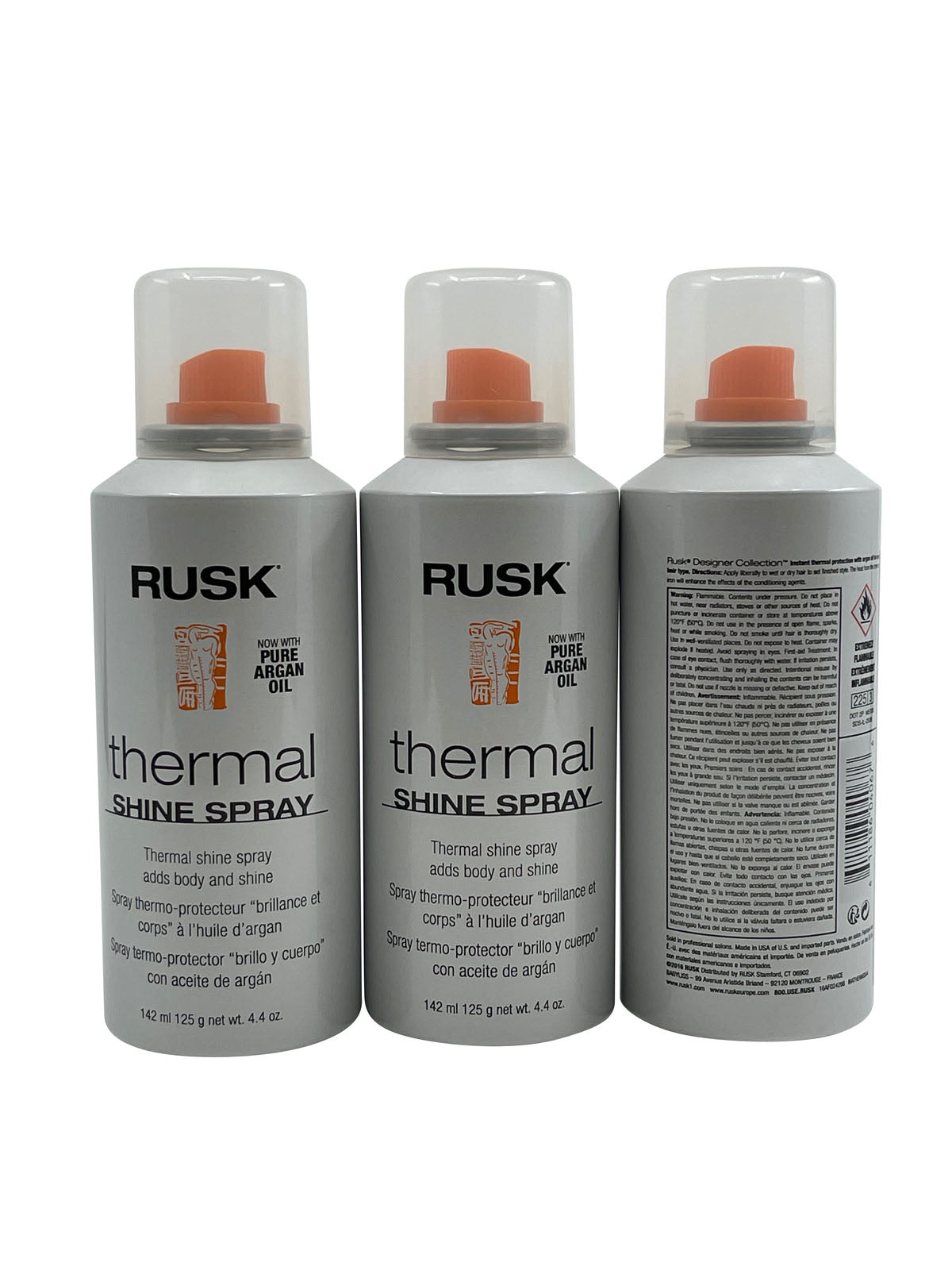 Rusk Thermal Shine Spray Argan Oil Body & Shine 4.4 OZ(Pack of 3)