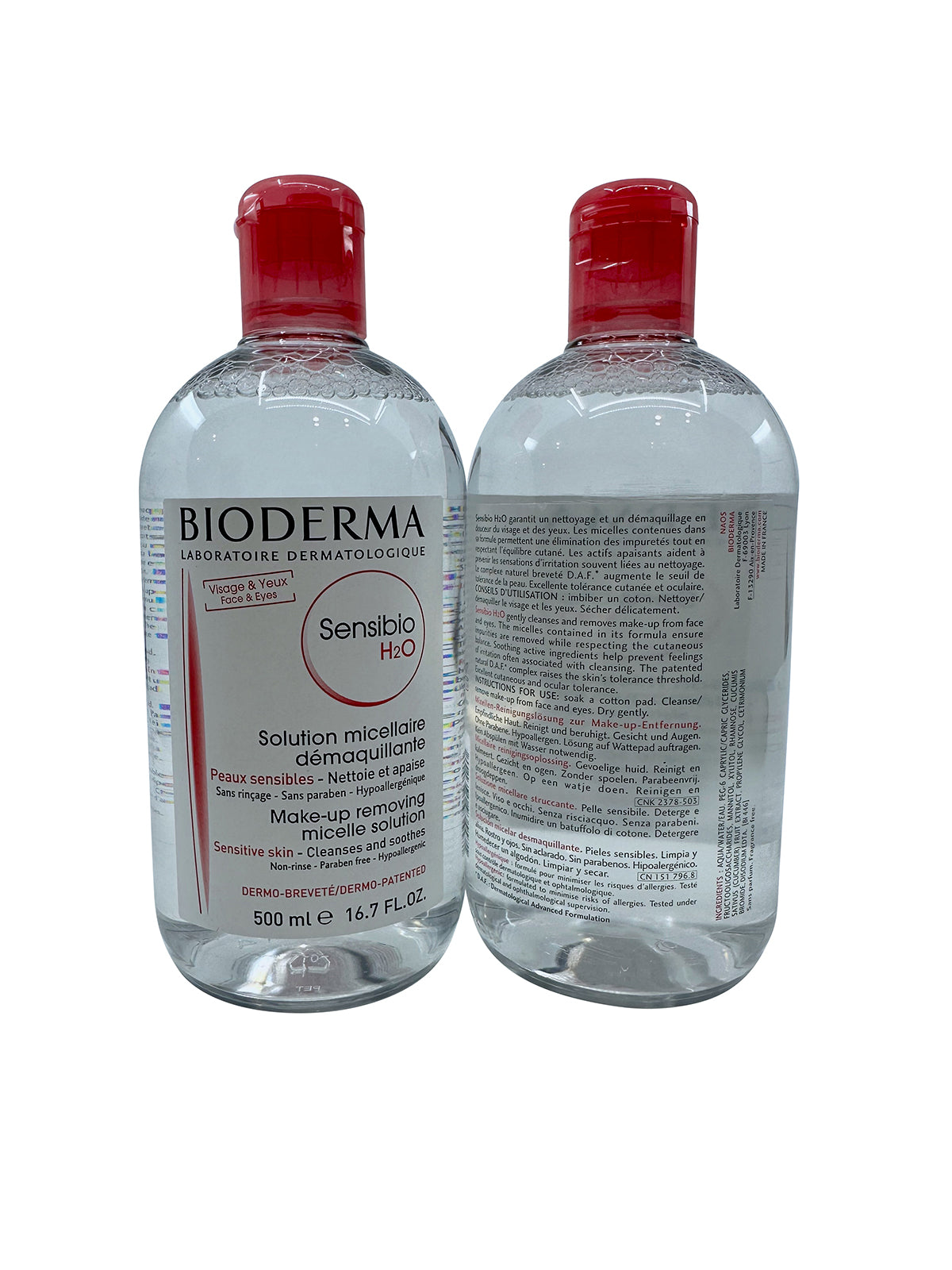 Bioderma Sensibio H2O Micellar Makeup Remover Sensitive Skin 16.7 OZ Set of 2