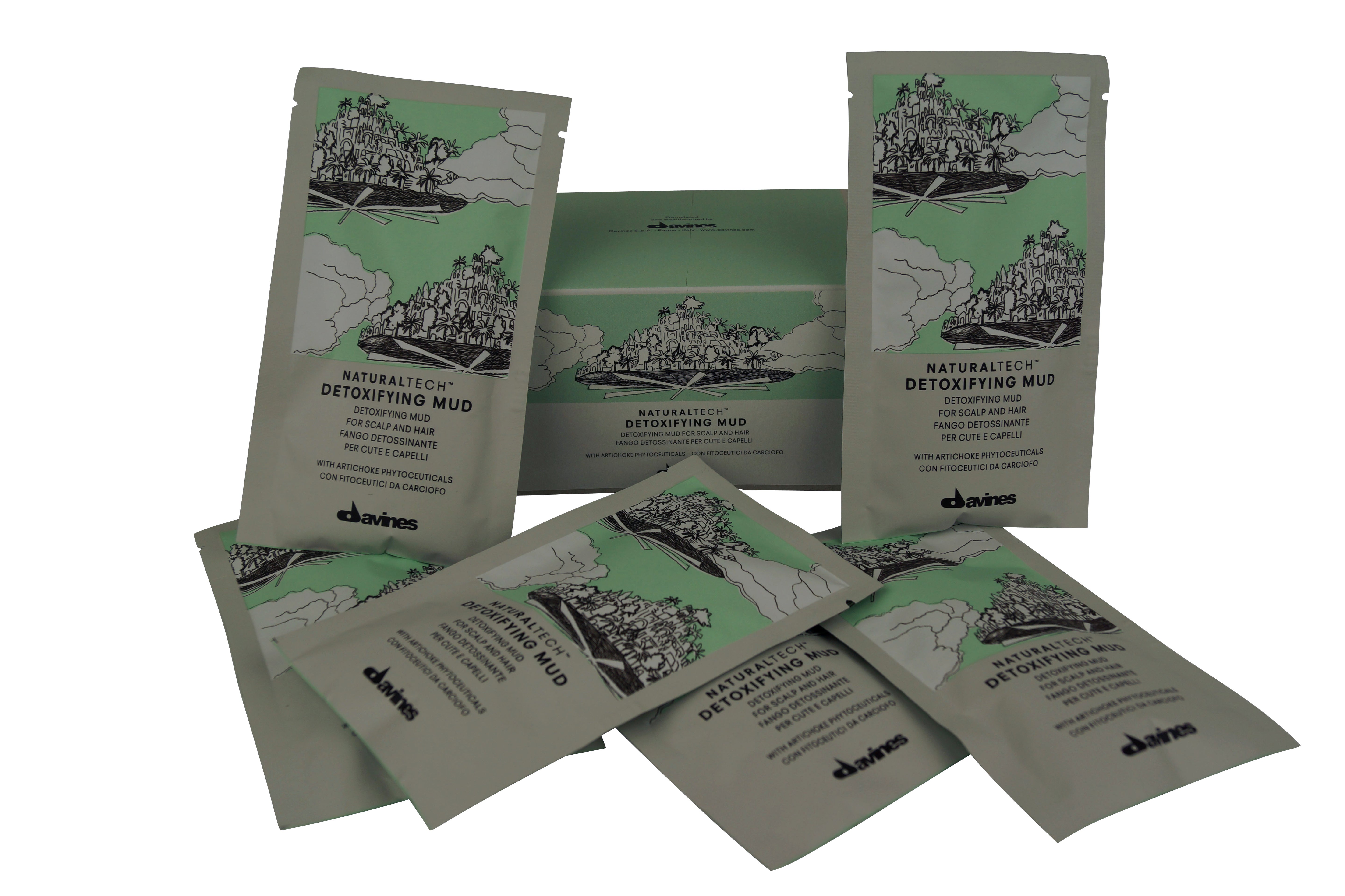 Davines NaturalTech Detoxifying Mud for Scalp and Hair 6 envelopes each 1.69 oz